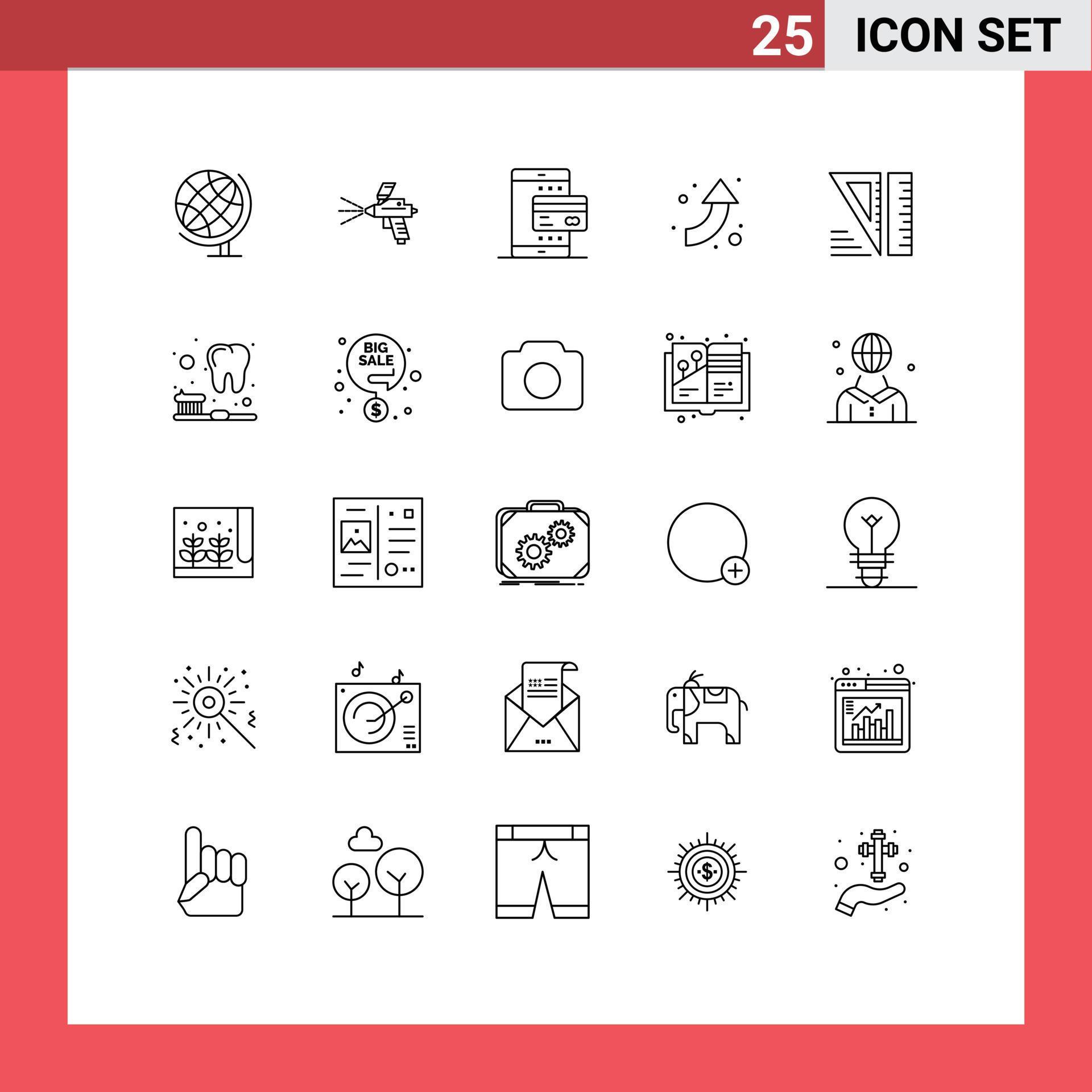 Stock Vector Icon Pack of 25 Line Signs and Symbols for tools education mobile up arrow Editable Vector Design Elements Stock Free