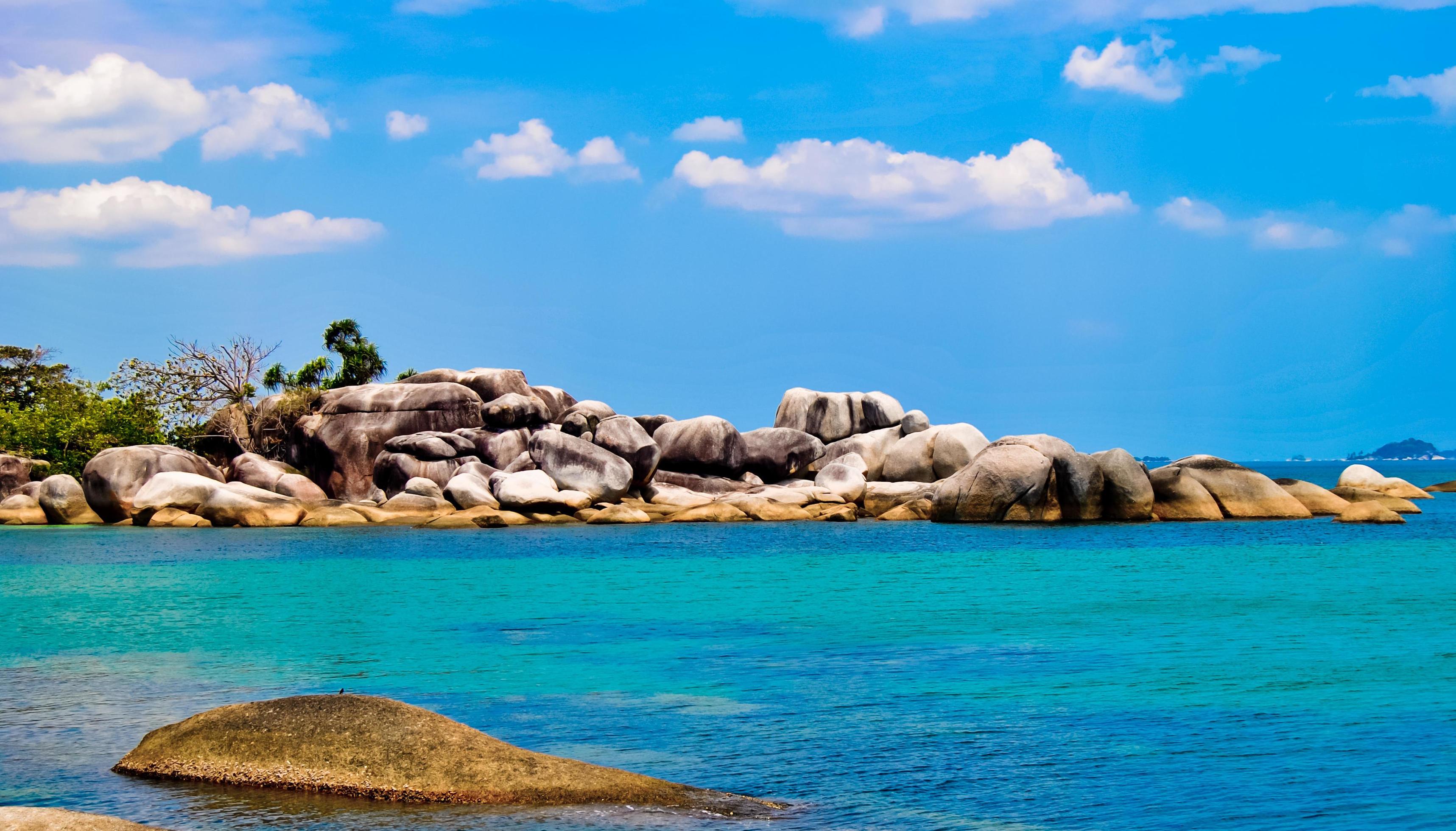 the beauty of Tanjung Tinggi beach, Laskar Pelangi, Belitung, Indonesia Stock Free