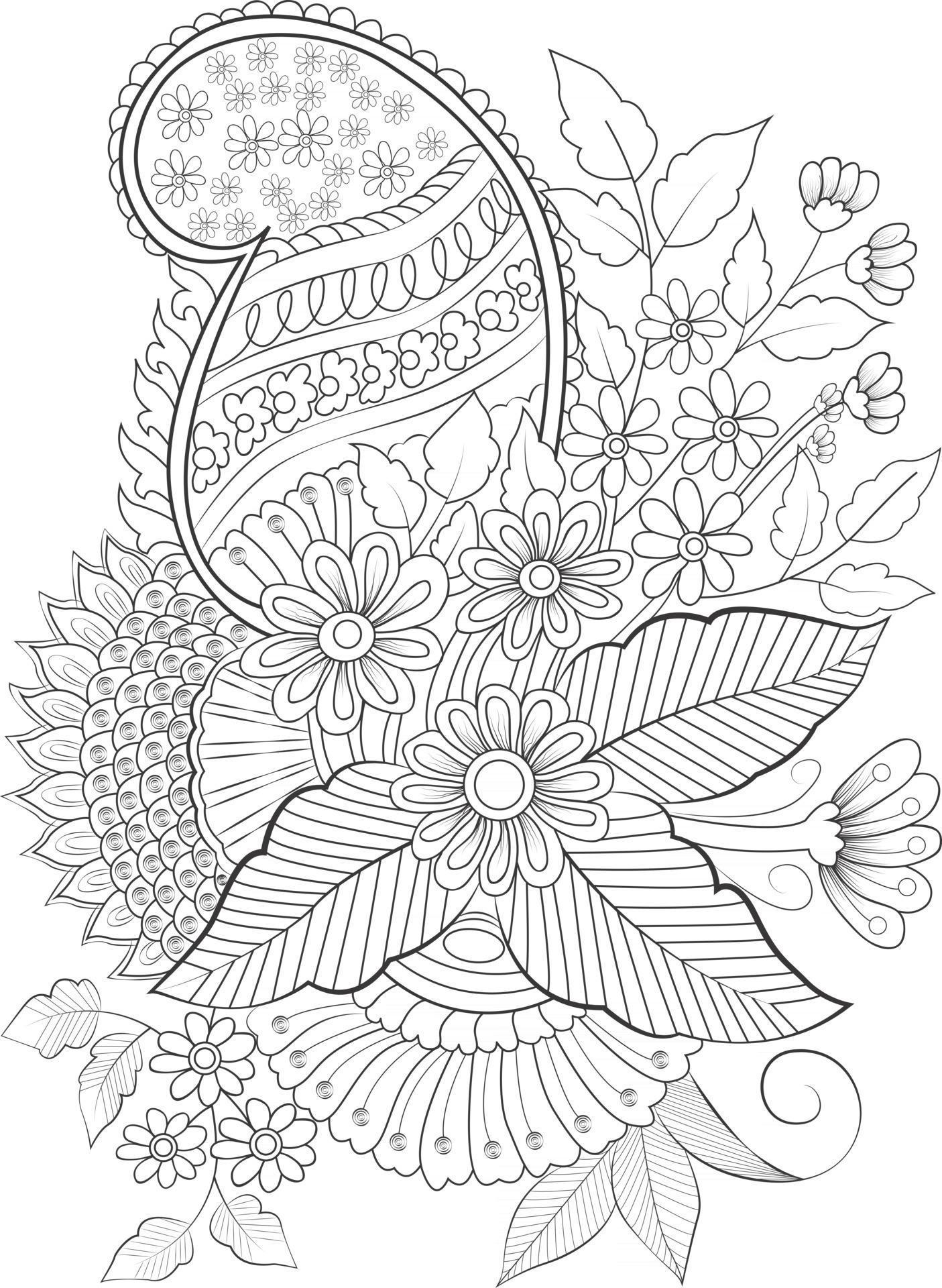 Adult Coloring page Vector flower for coloring. Floral print flower Stock Free