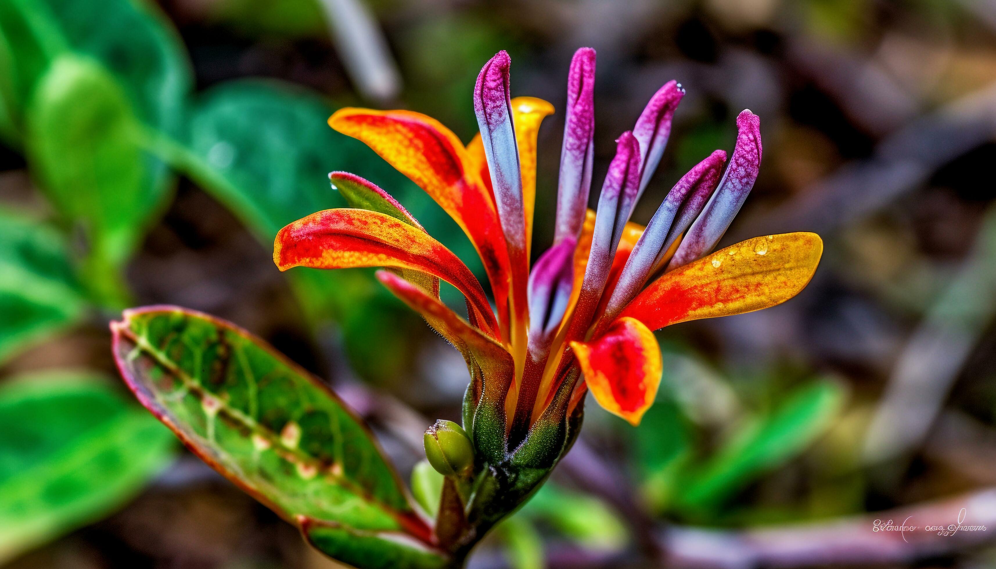 Vibrant flower head in multi colored hues, a true beauty in nature generated by AI Stock Free