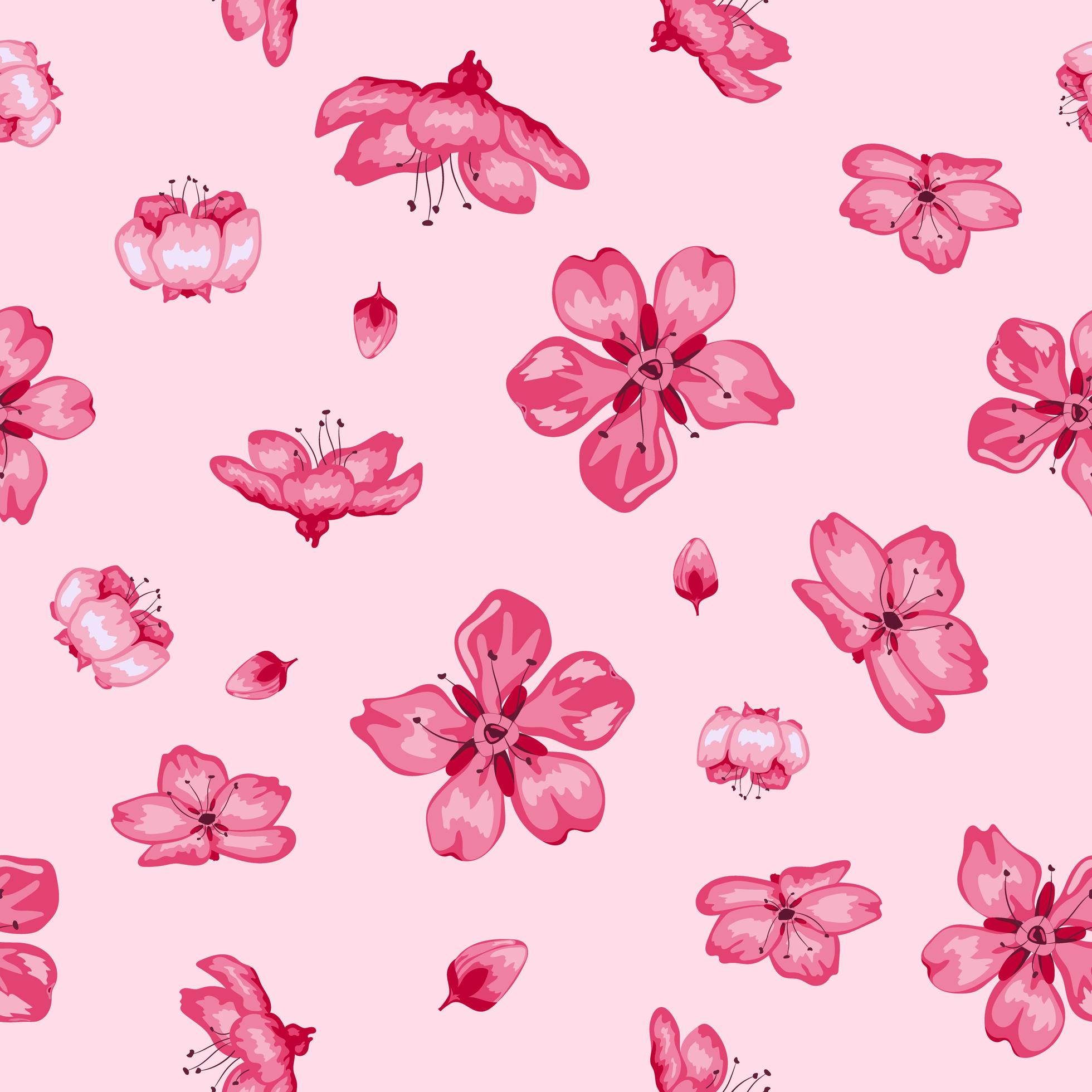 Sakura blossom flowers seamless pattern background Stock Free