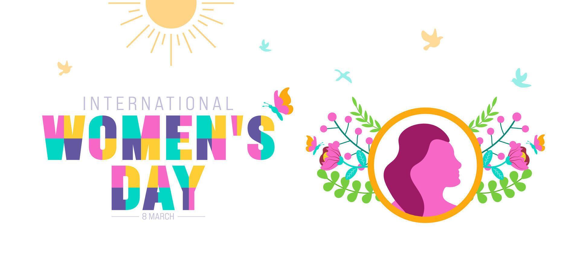 8 March is International Women’s Day background with flower design. use to background, banner, placard, card, and poster design template. vector illustration. Stock Free