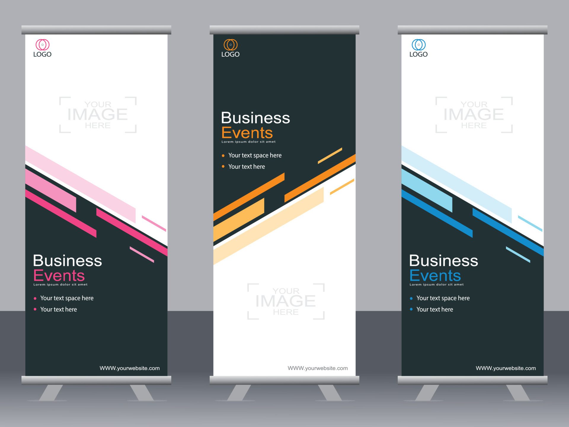 Business banner roll up set standee banner template. Free Vector