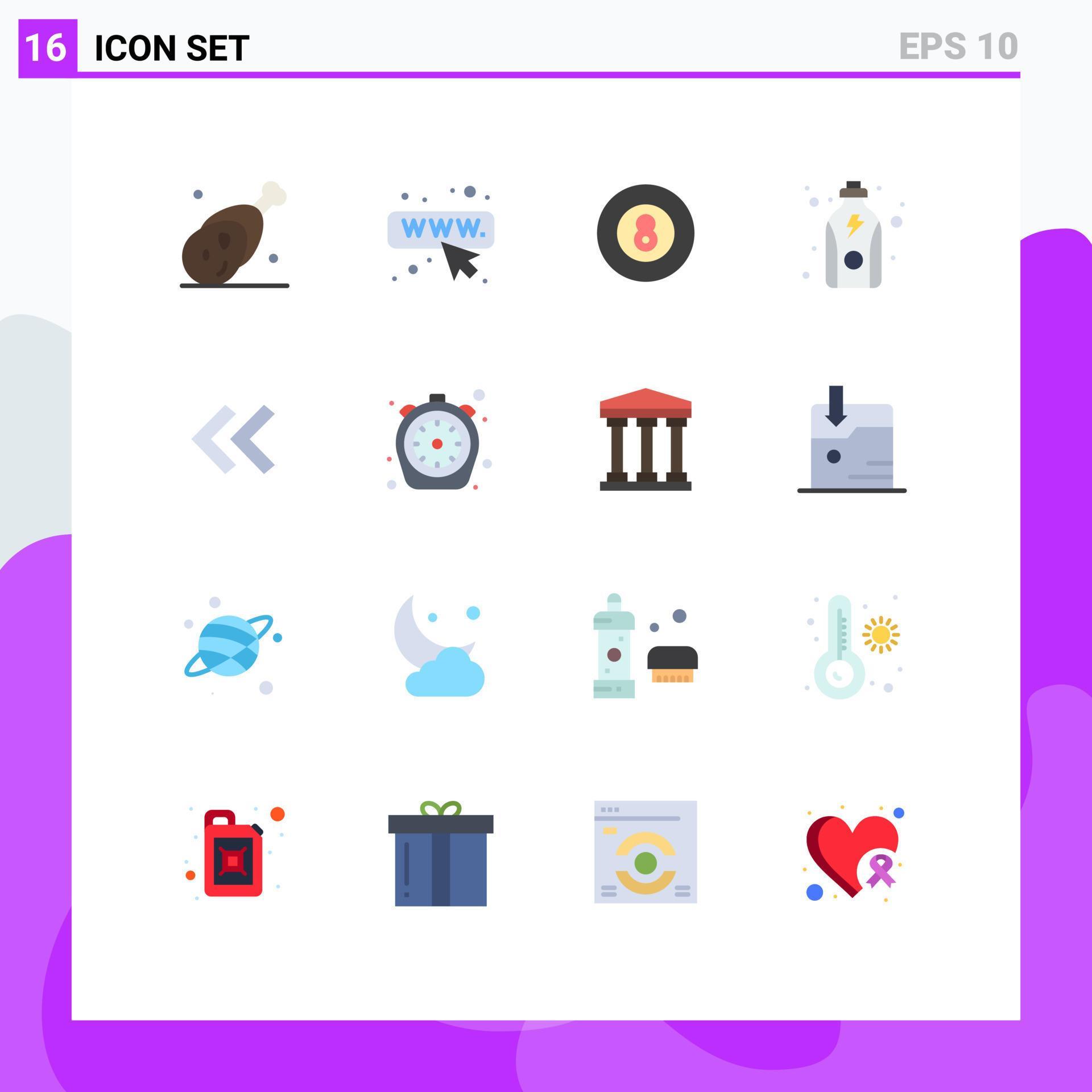 Universal Icon Symbols Group of 16 Modern Flat Colors of arrows protein ball health diet Editable Pack of Creative Vector Design Elements Stock Free