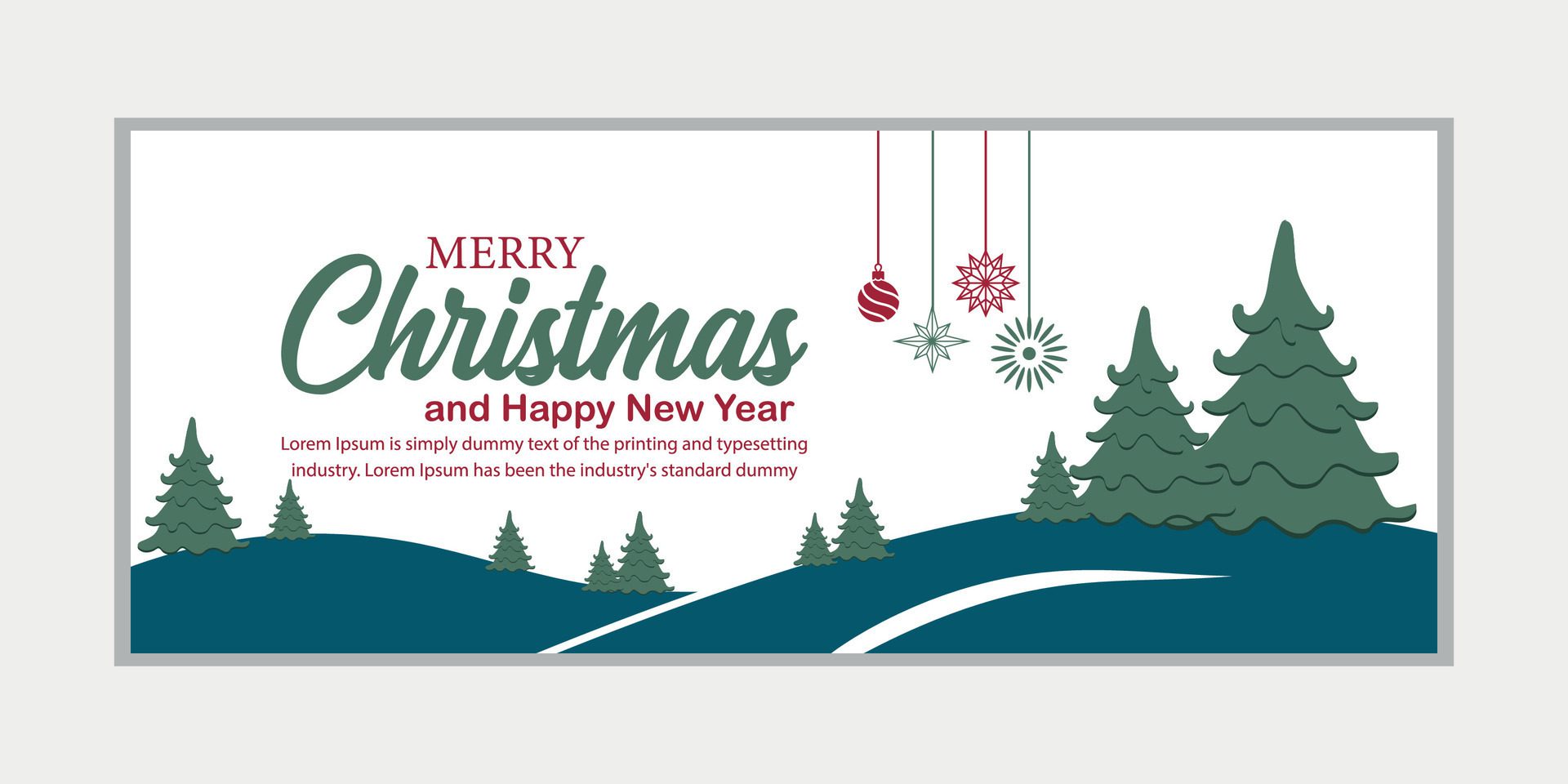 merry christmas banner set and happy new year banner, social media cover and web banner Free Vector