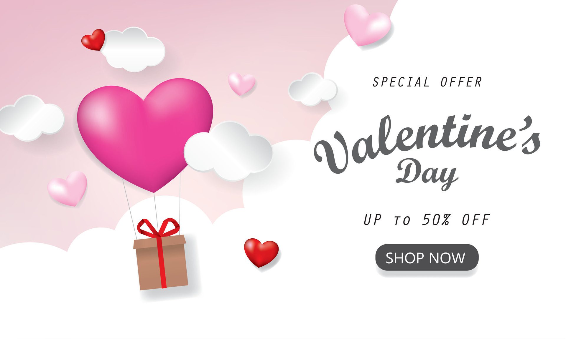 Happy Valentine’s Day stylish heart banner Free Vector