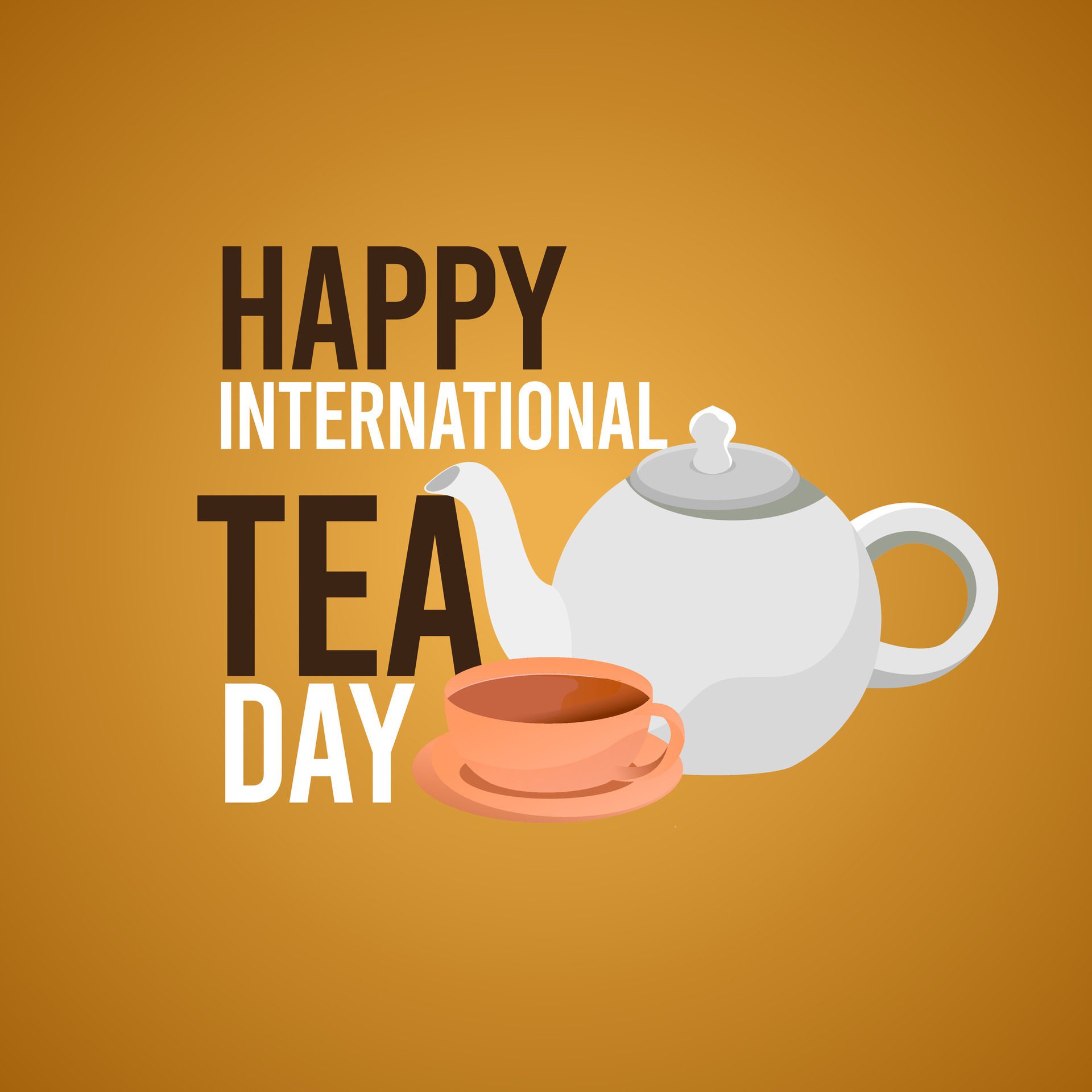 International Tea Day text banner. 21st May typographic Design. World Tea Day design for social media posts. Free Vector