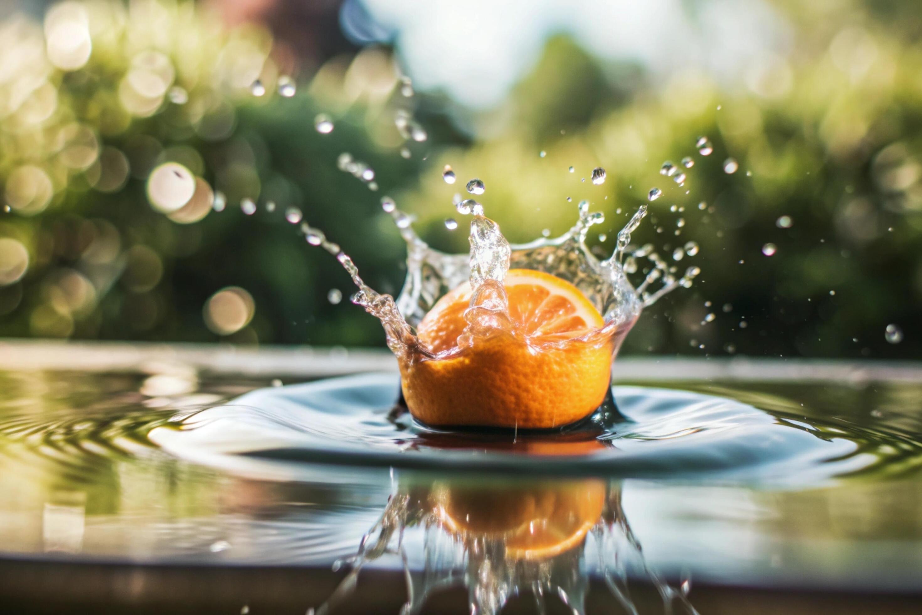 Orange splashes isolated on background Stock Free