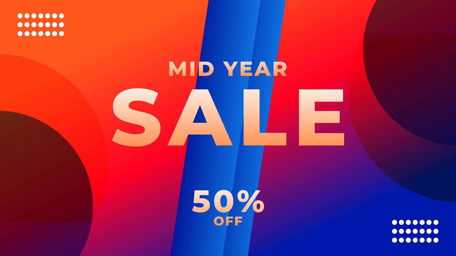 MID YEAR SALE OFFERS AND PROMOTION TEMPLATE BANNER DESIGN.COLORFUL GRADIENT COLOR BACKGROUND VECTOR. GOOD FOR SOCIAL MEDIA POST, COVER , POSTER Free Vector