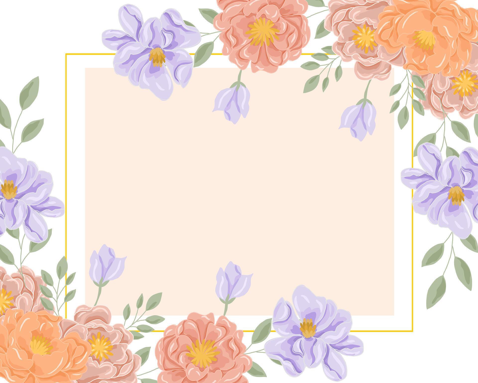 Pastel Orange and Purple Rose Flower Border Stock Free