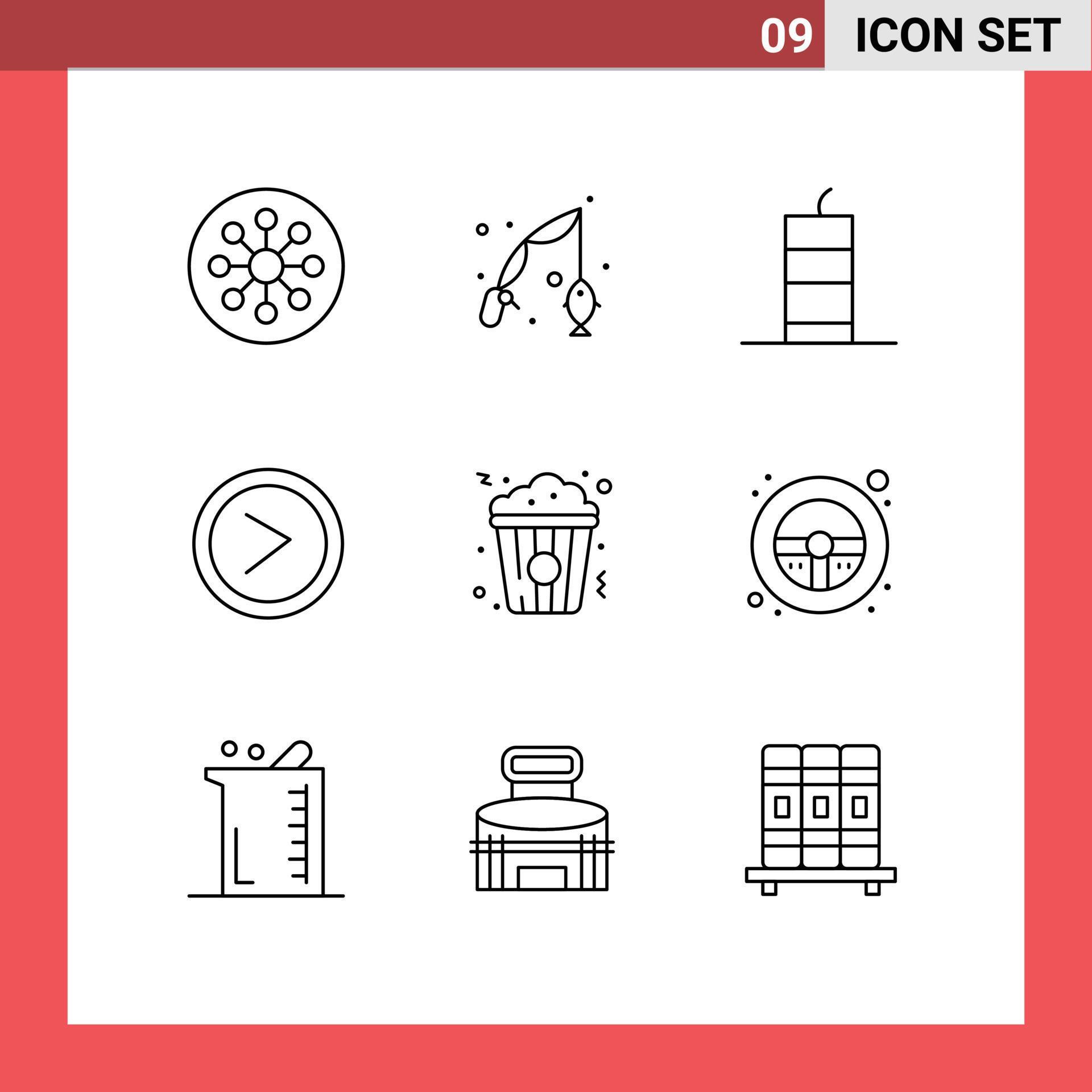 Outline Pack of 9 Universal Symbols of user interface hobby arrow military bomb Editable Vector Design Elements Stock Free