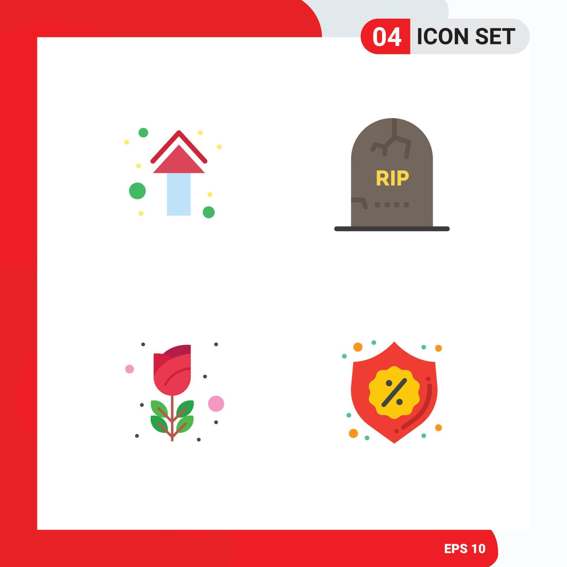 4 User Interface Flat Icon Pack of modern Signs and Symbols of arrow halloween direction grave mardi gras Editable Vector Design Elements Stock Free