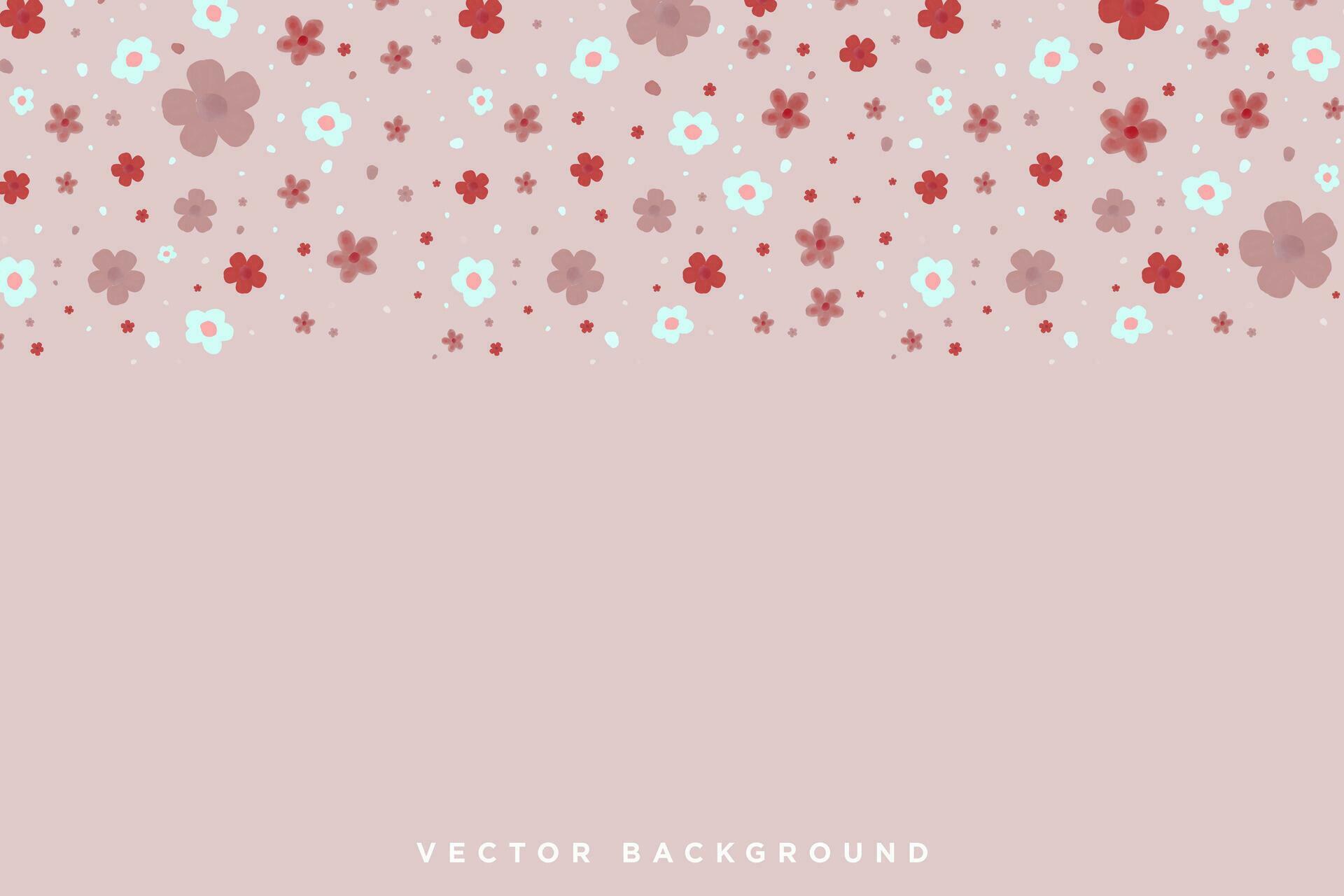 Beautiful Floral Background with watercolor flowers and cherry blossom petals on pink pastel background. Editable Vector Illustration. EPS 10 Stock Free