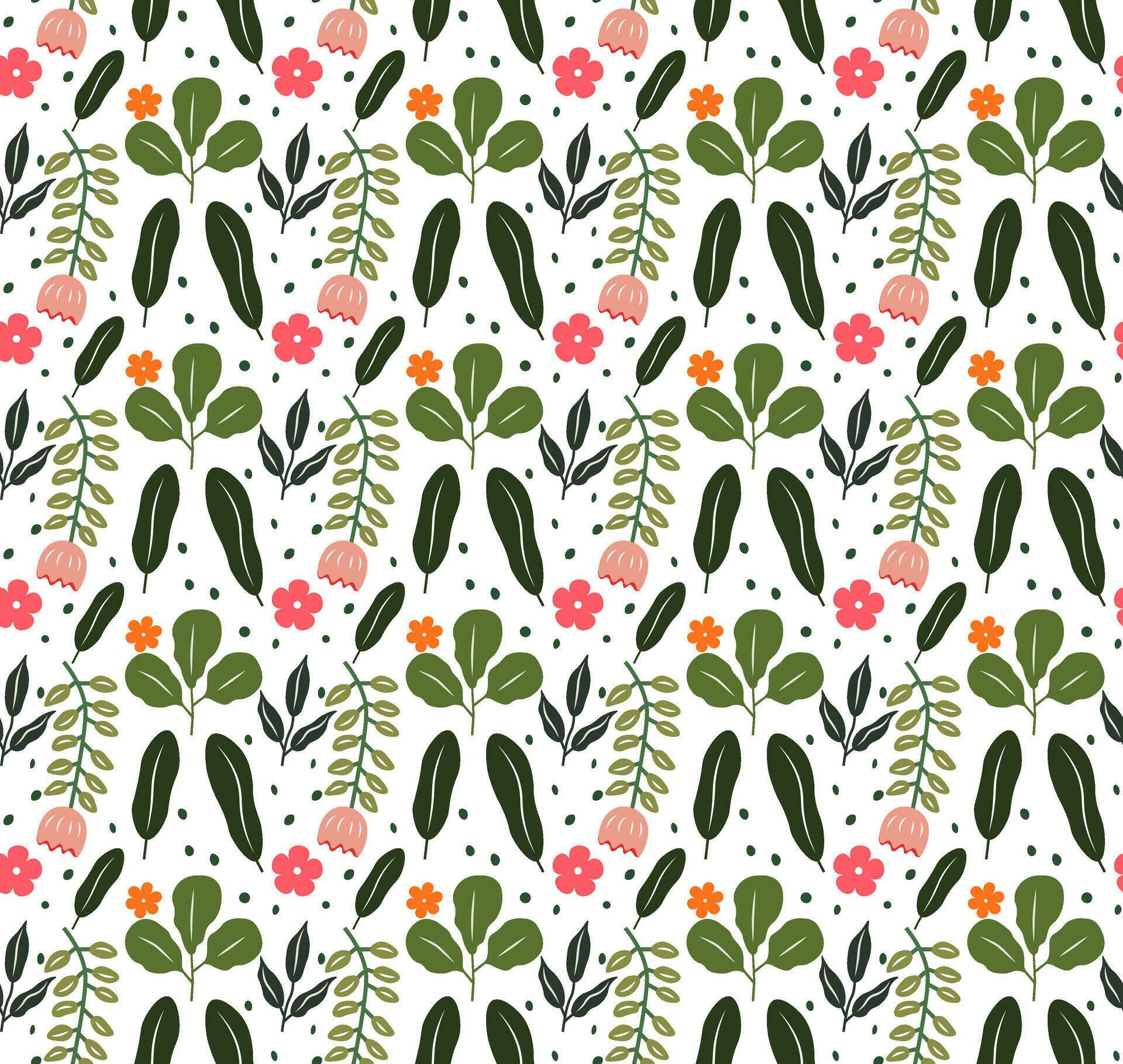 leaf and flower seamless pattern flat design Stock Free