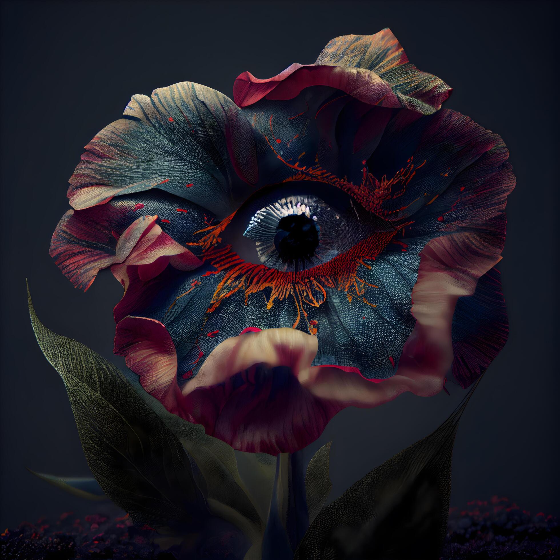 poppy flower on a dark background. 3d rendering, 3d illustration, Image Stock Free