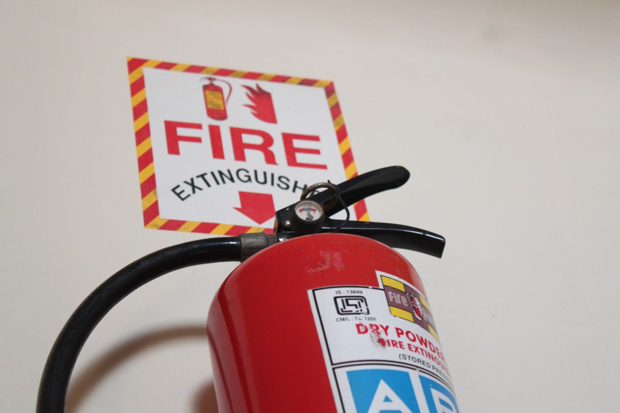 Fire Red Colored Cylinder Extinguisher Stock Free