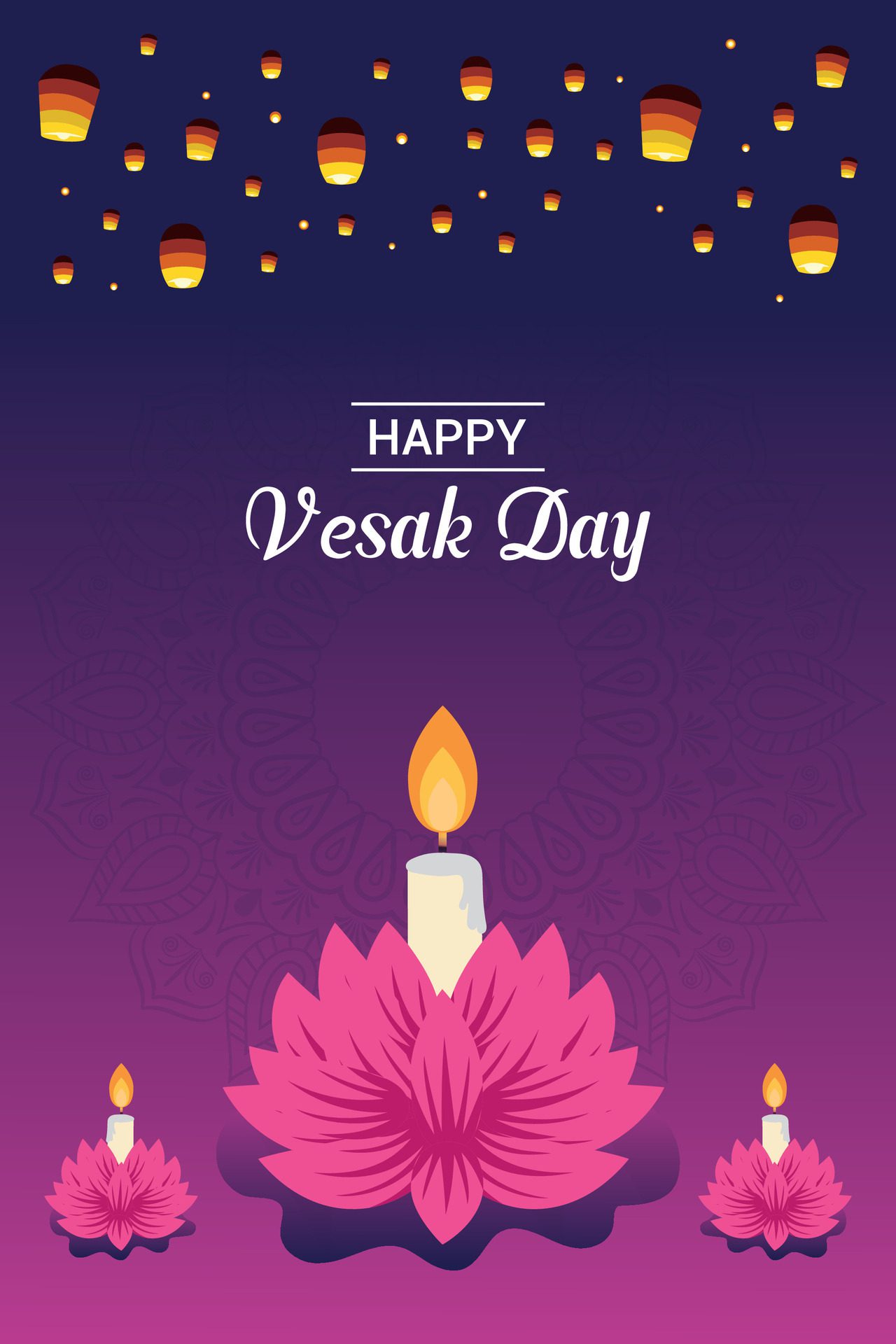 Flat vertical poster template for vesak day illustration festival celebration social media post and vesak day Banner Free Vector