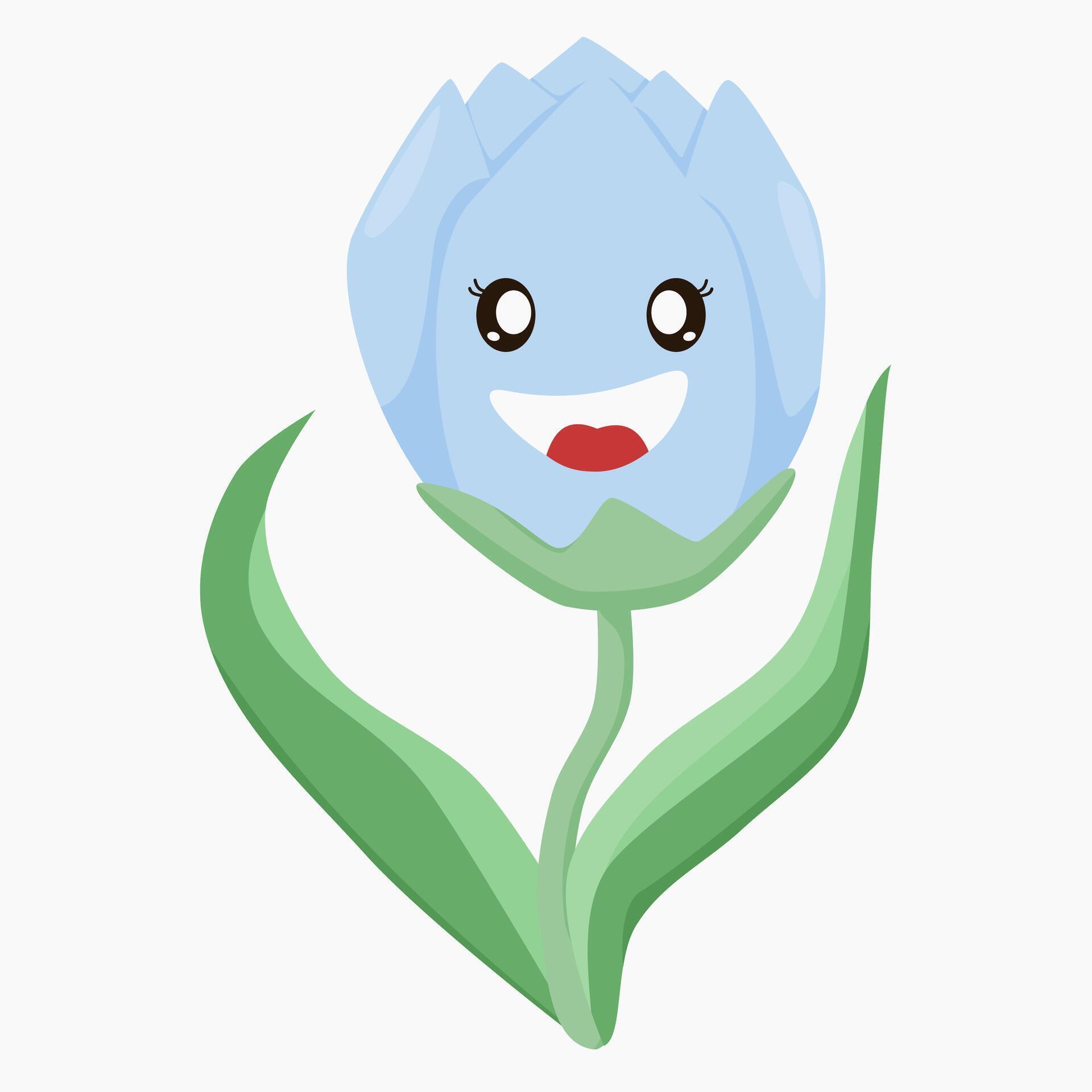 a blue flower tulip with a smiley face Stock Free