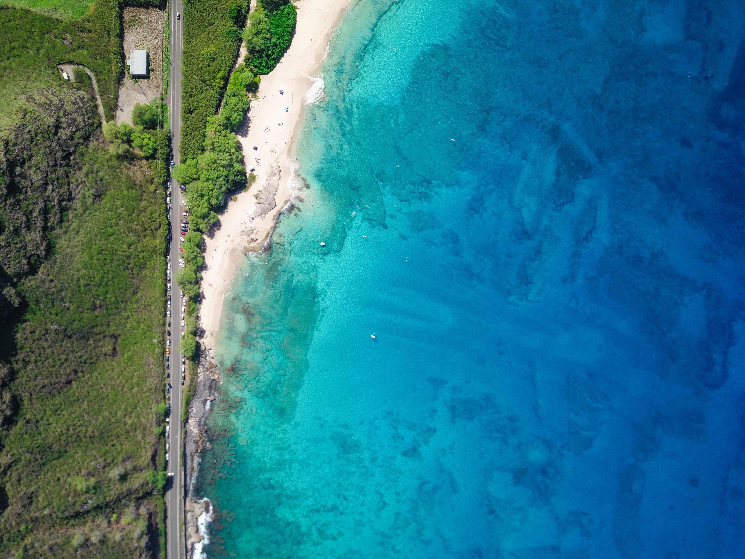 Aerial view of ocean and shore Stock Free