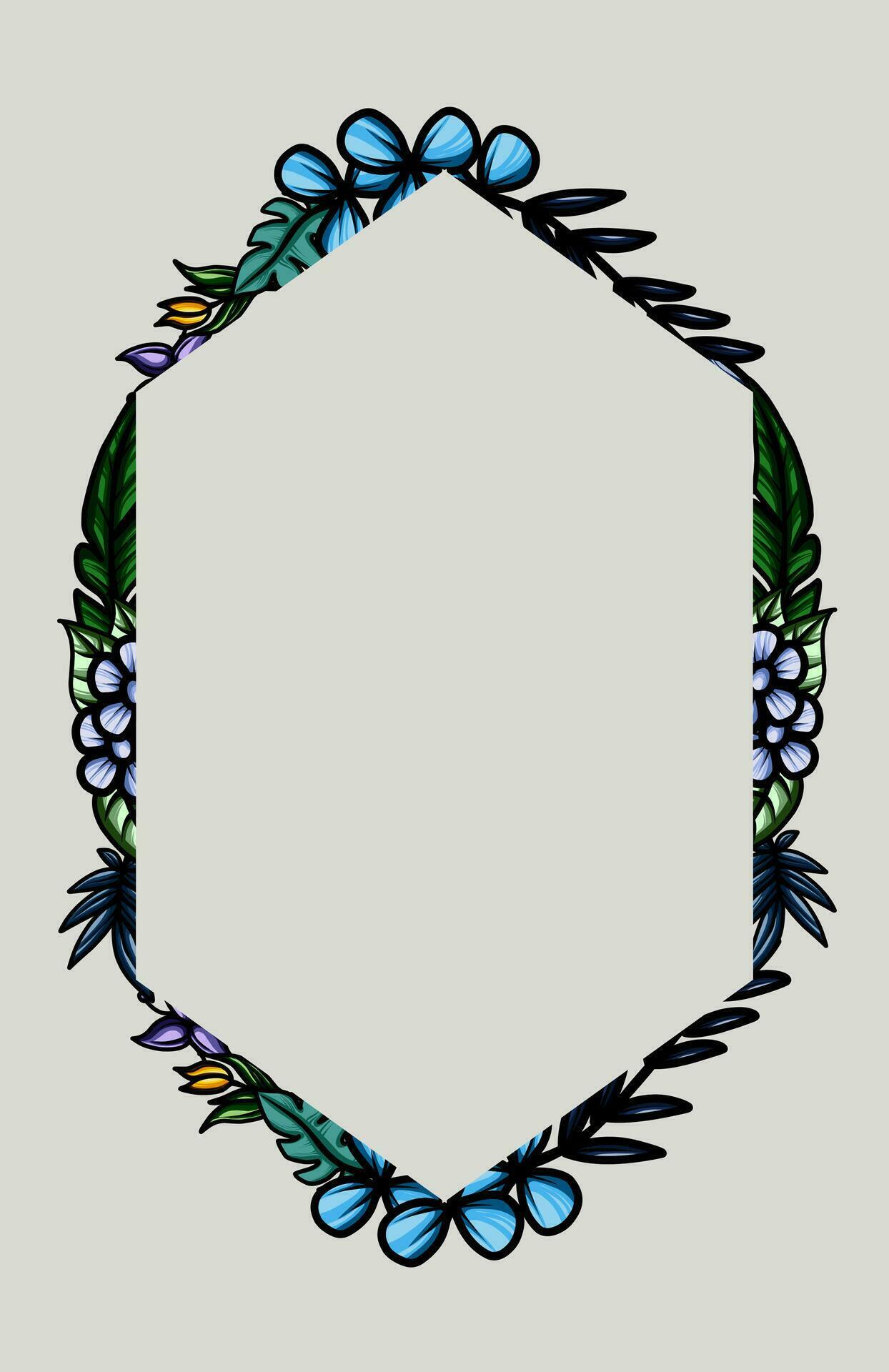 frame the border with an arrangement of leaves and flowers Stock Free