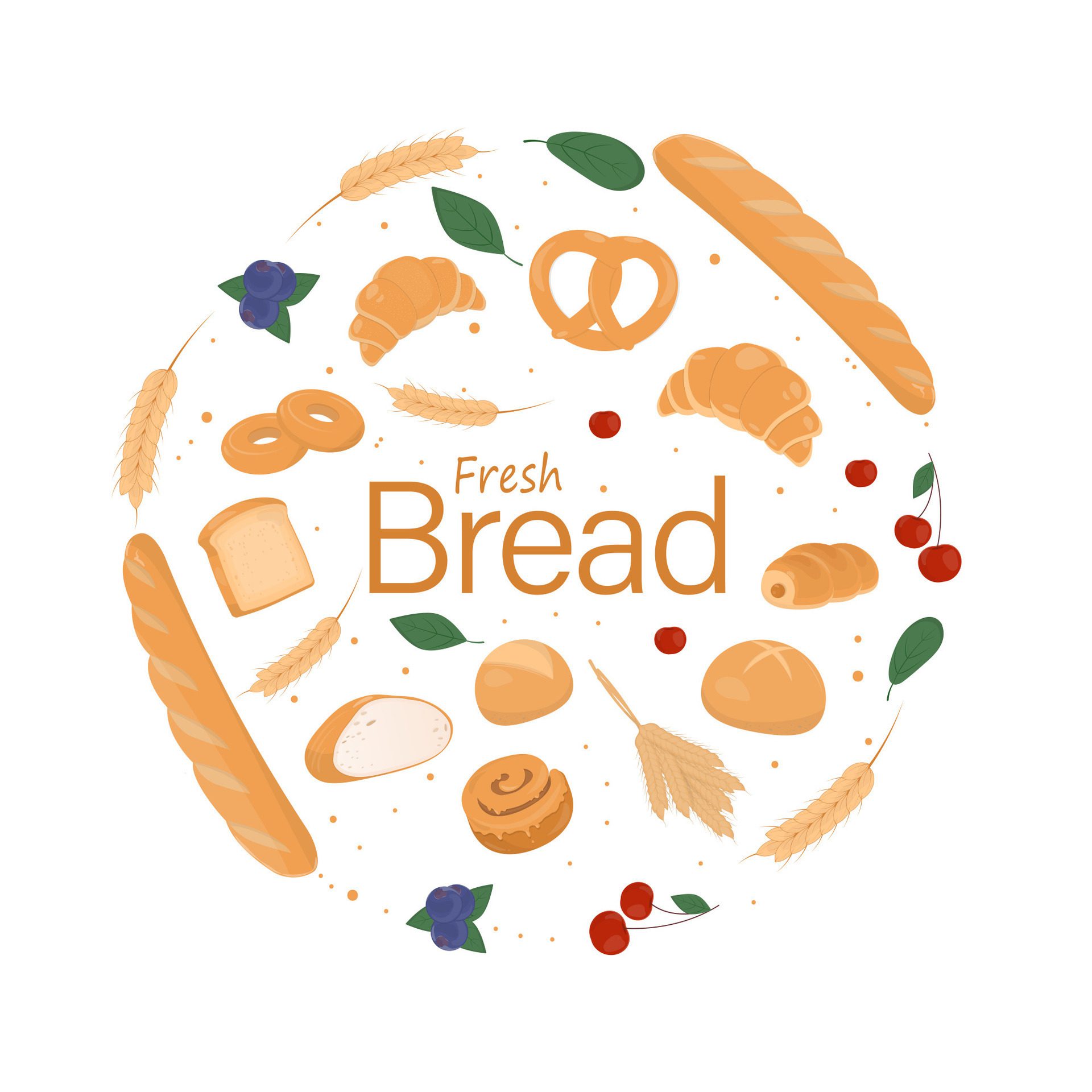 Bakery bread products banner with text Free Vector