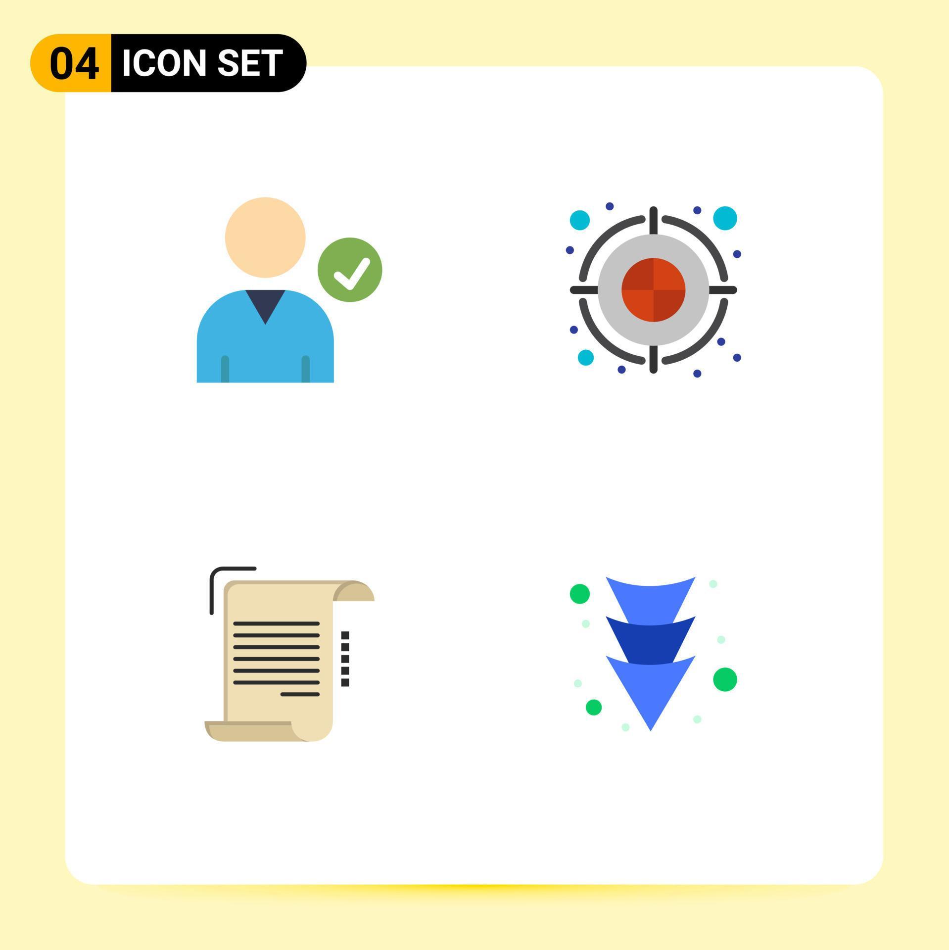 4 Universal Flat Icon Signs Symbols of check note archery arrow dartboard guidelines Editable Vector Design Elements Stock Free and Free SVG