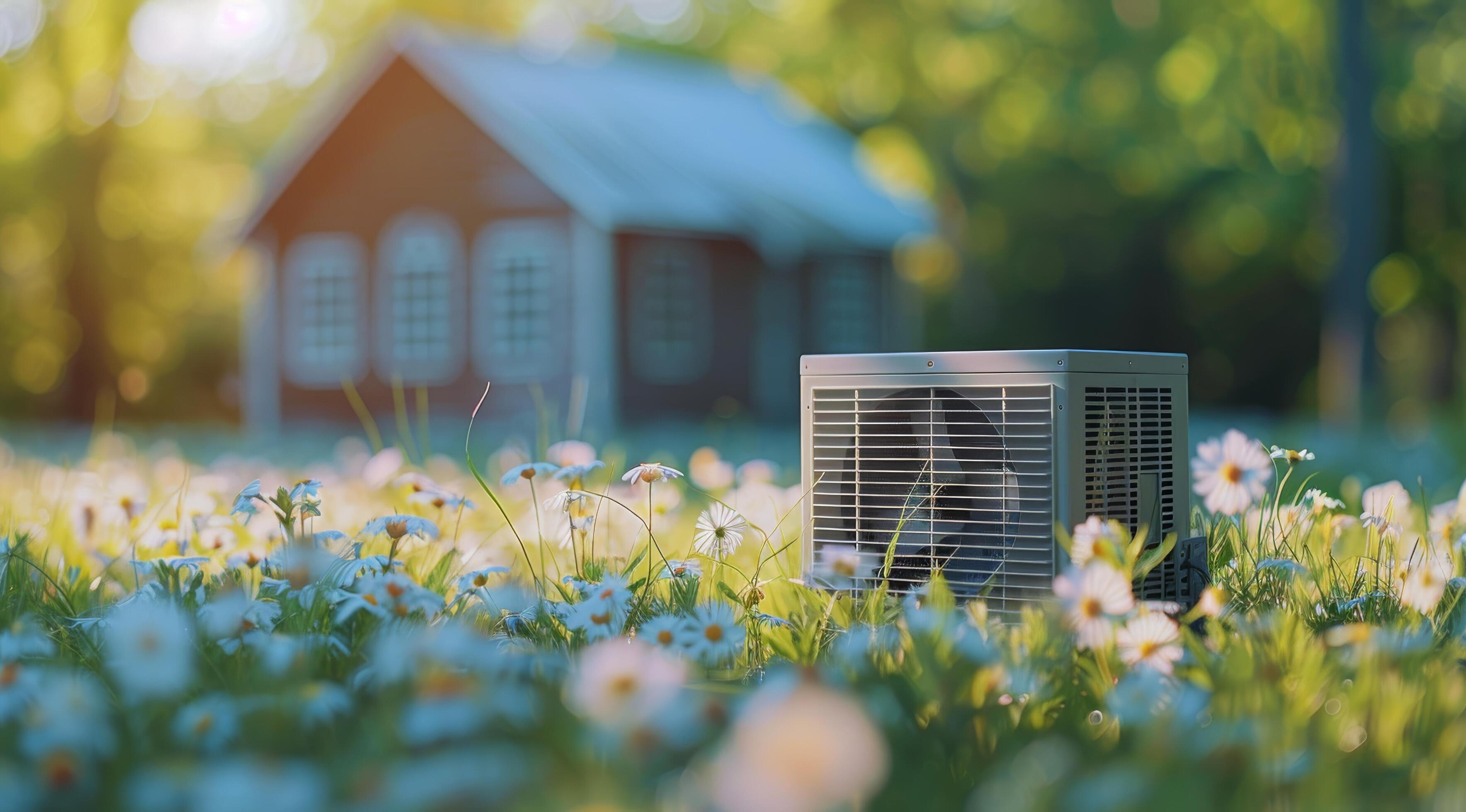 Fan Cooler In Sunny Field With House In Background Stock Free