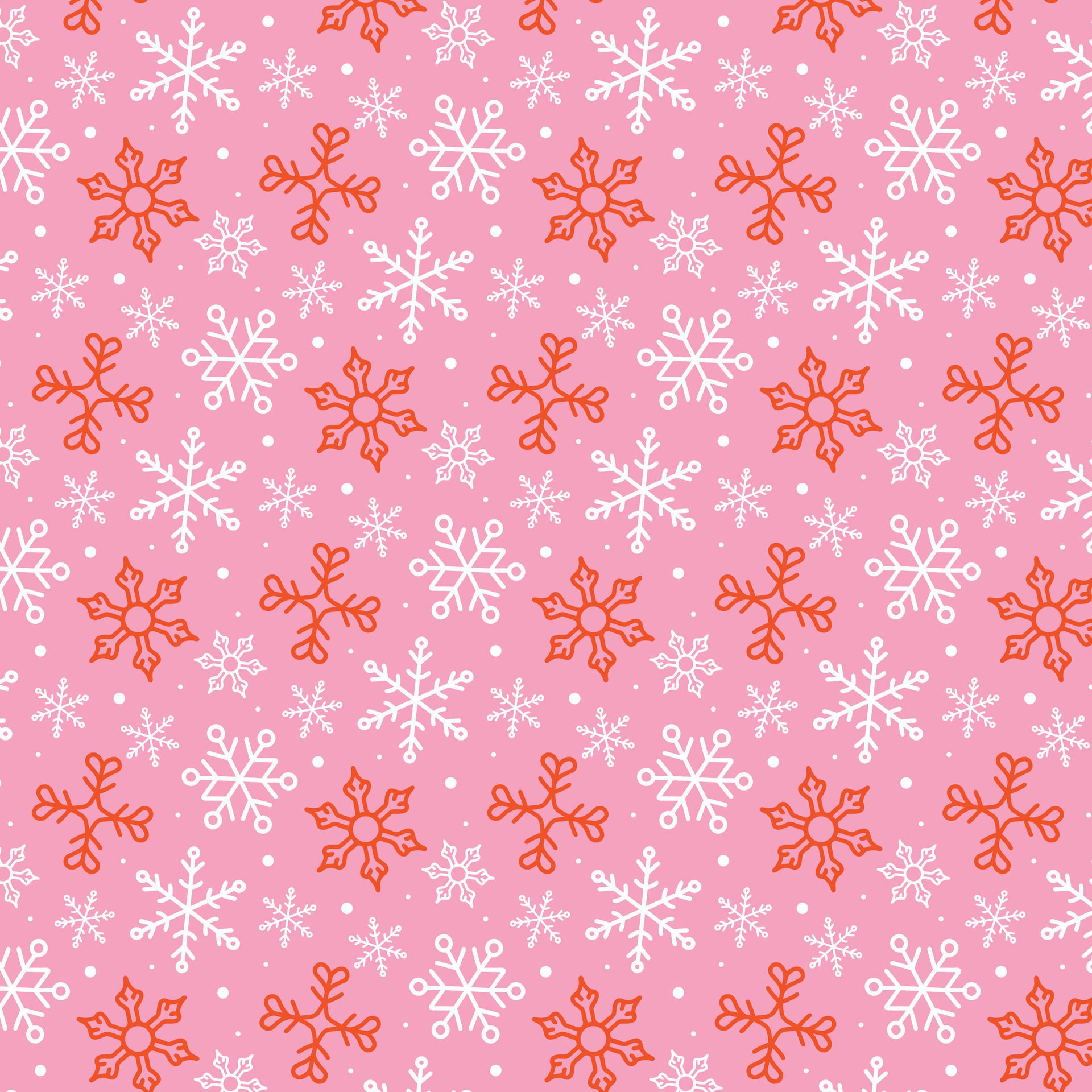 Christmas snowflakes seamless pattern. White and red snowflakes on pink background. Beautiful modern winter holiday design. Free Vector