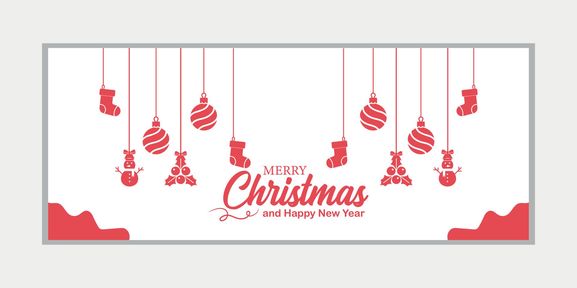 merry christmas banner set and happy new year banner, social media cover and web banner,Merry Christmas design for greeting card, Free Vector