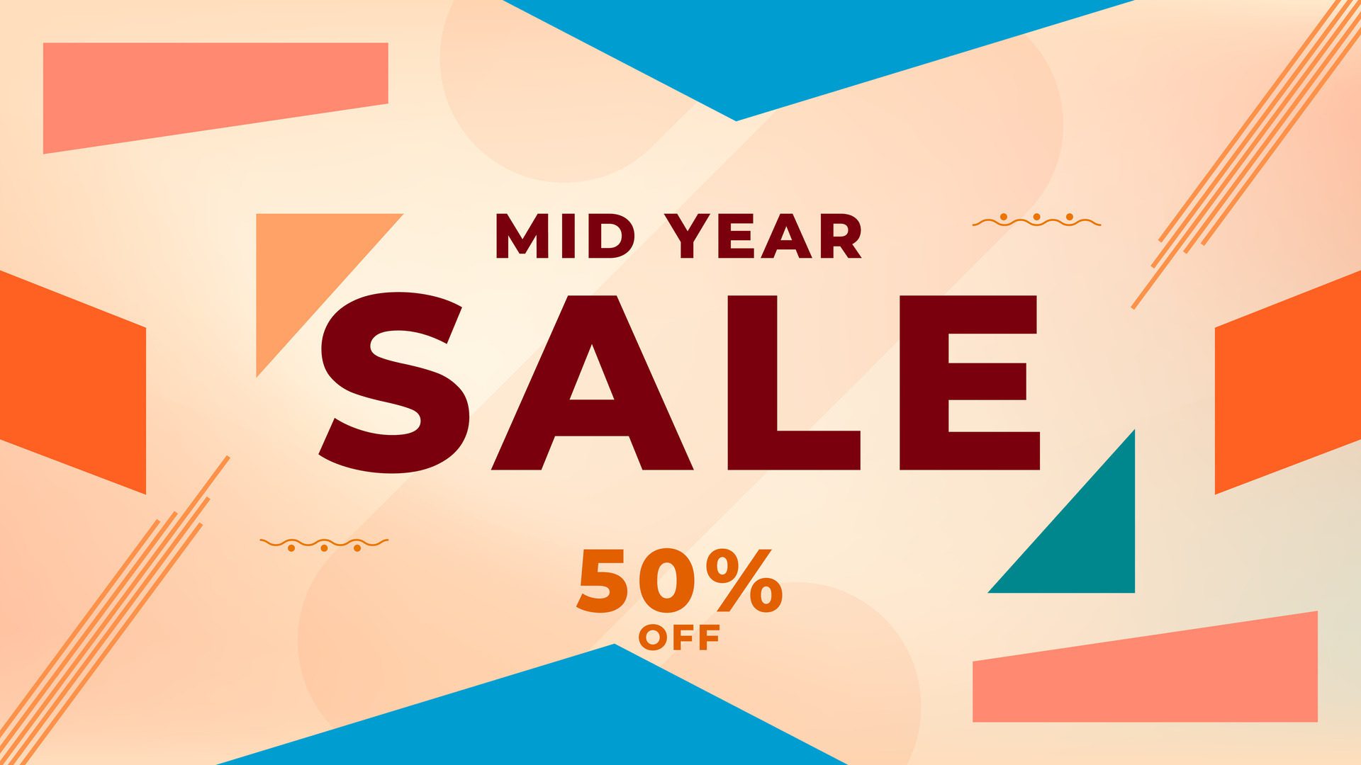 MID YEAR SALE OFFERS AND PROMOTION TEMPLATE BANNER DESIGN.COLORFUL GRADIENT COLOR BACKGROUND VECTOR. GOOD FOR SOCIAL MEDIA POST, COVER , POSTER Free Vector