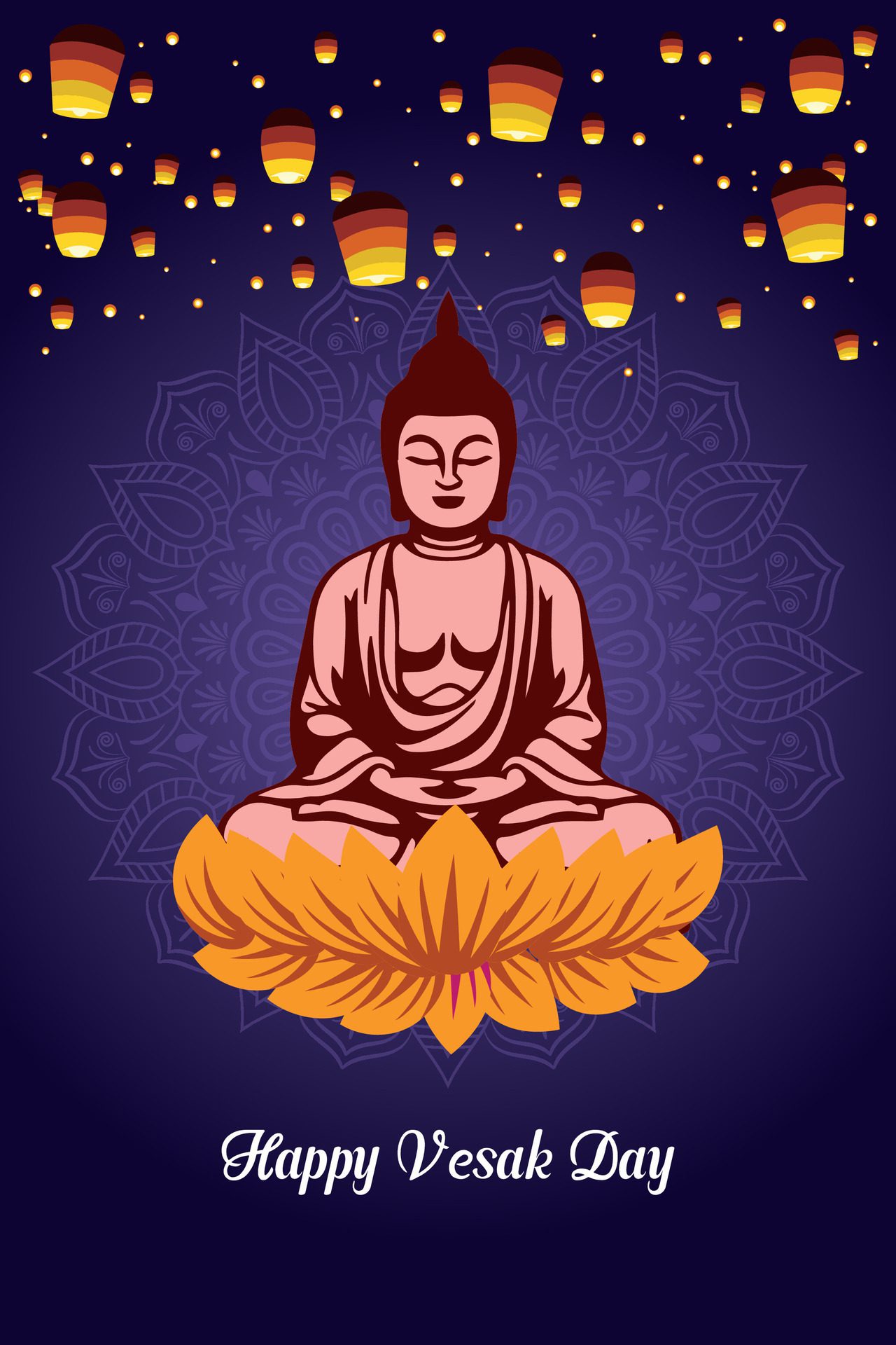 Flat vesak day illustration festival celebration social media post and vesak day Banner Free Vector