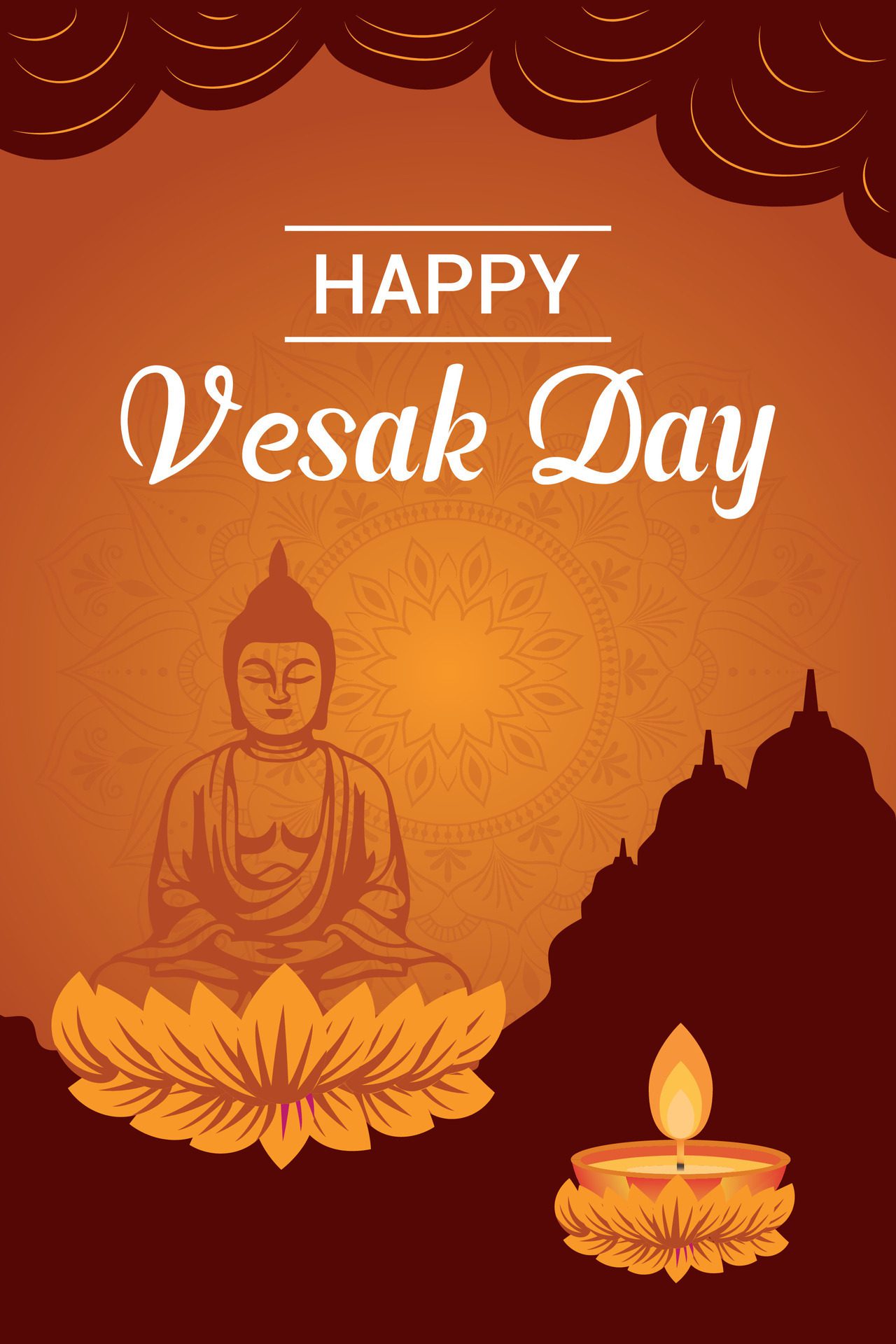 Flat vesak day illustration festival celebration and vesak day Banner Free Vector