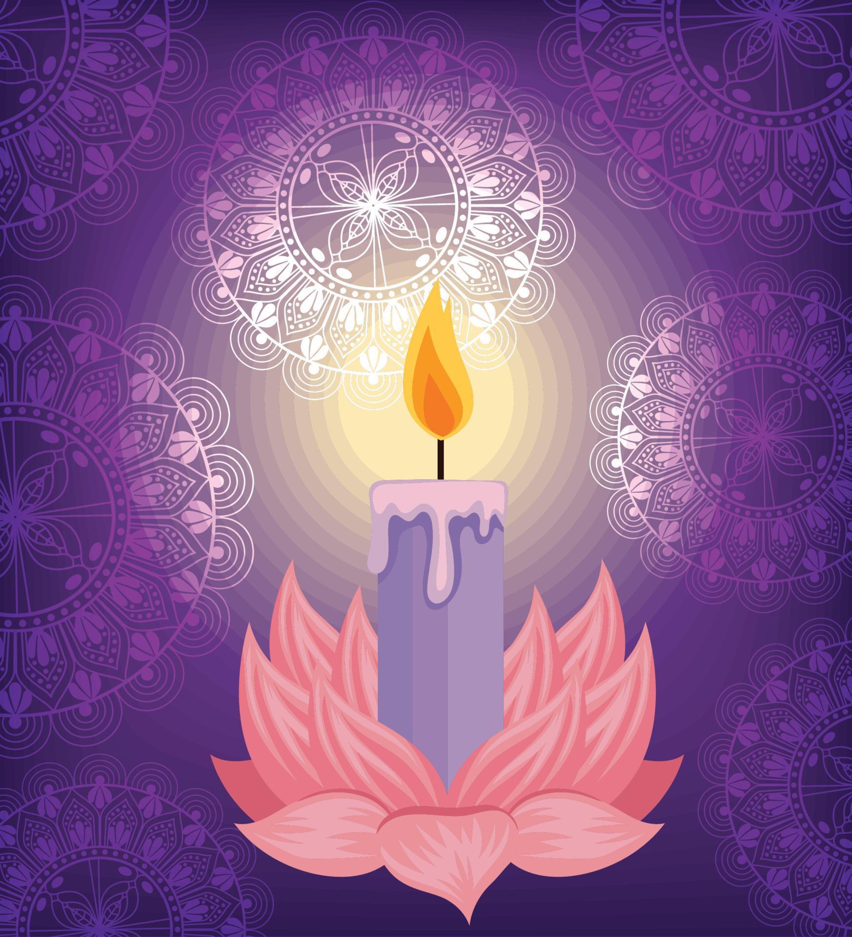 lotus flower with candle Stock Free