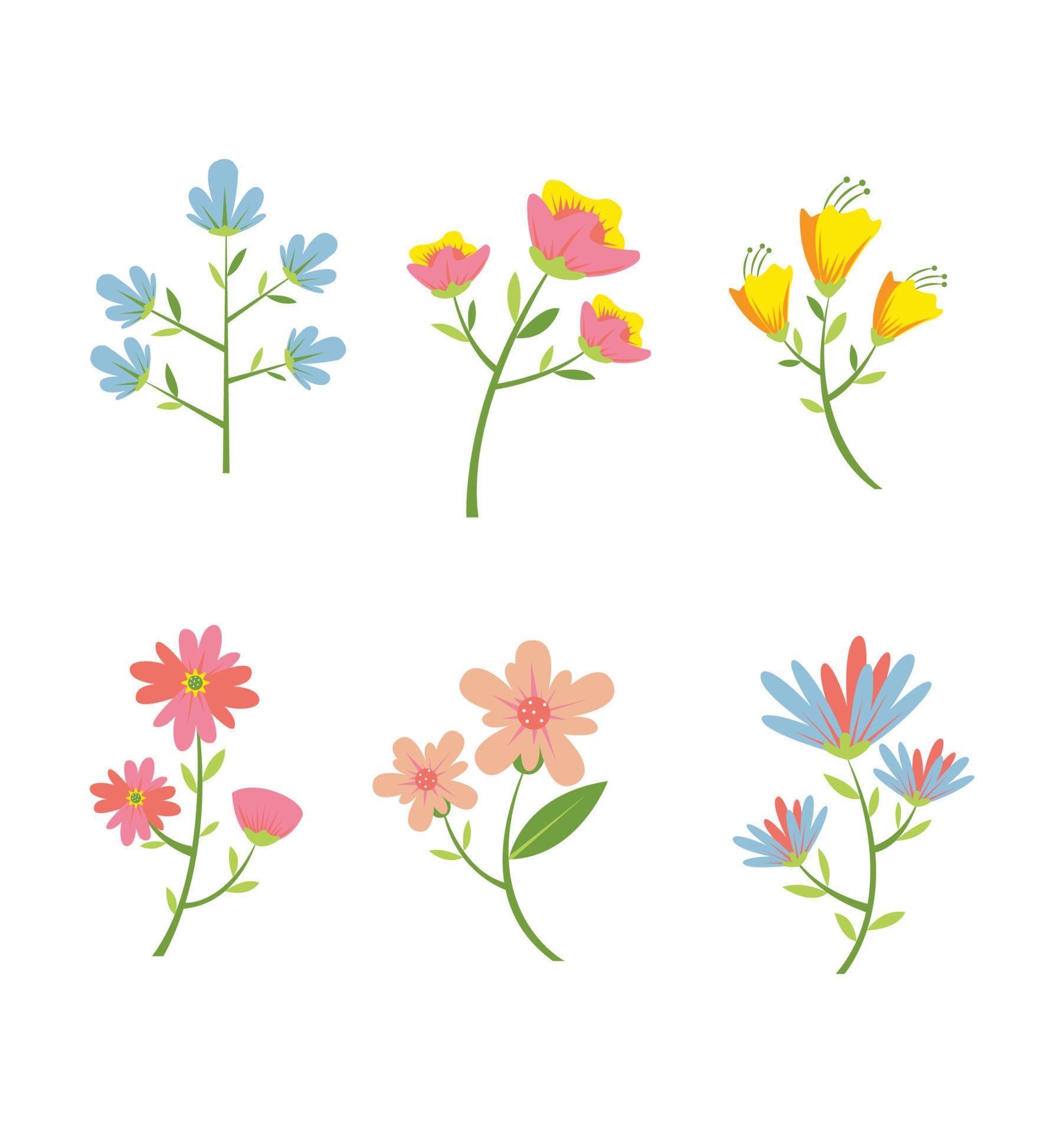 Flat Spring Flowers Vector Stock Free