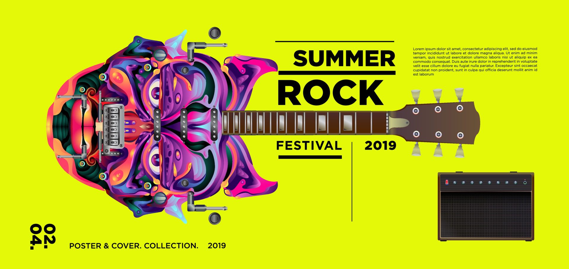 Summer rock music festival banner Free Vector