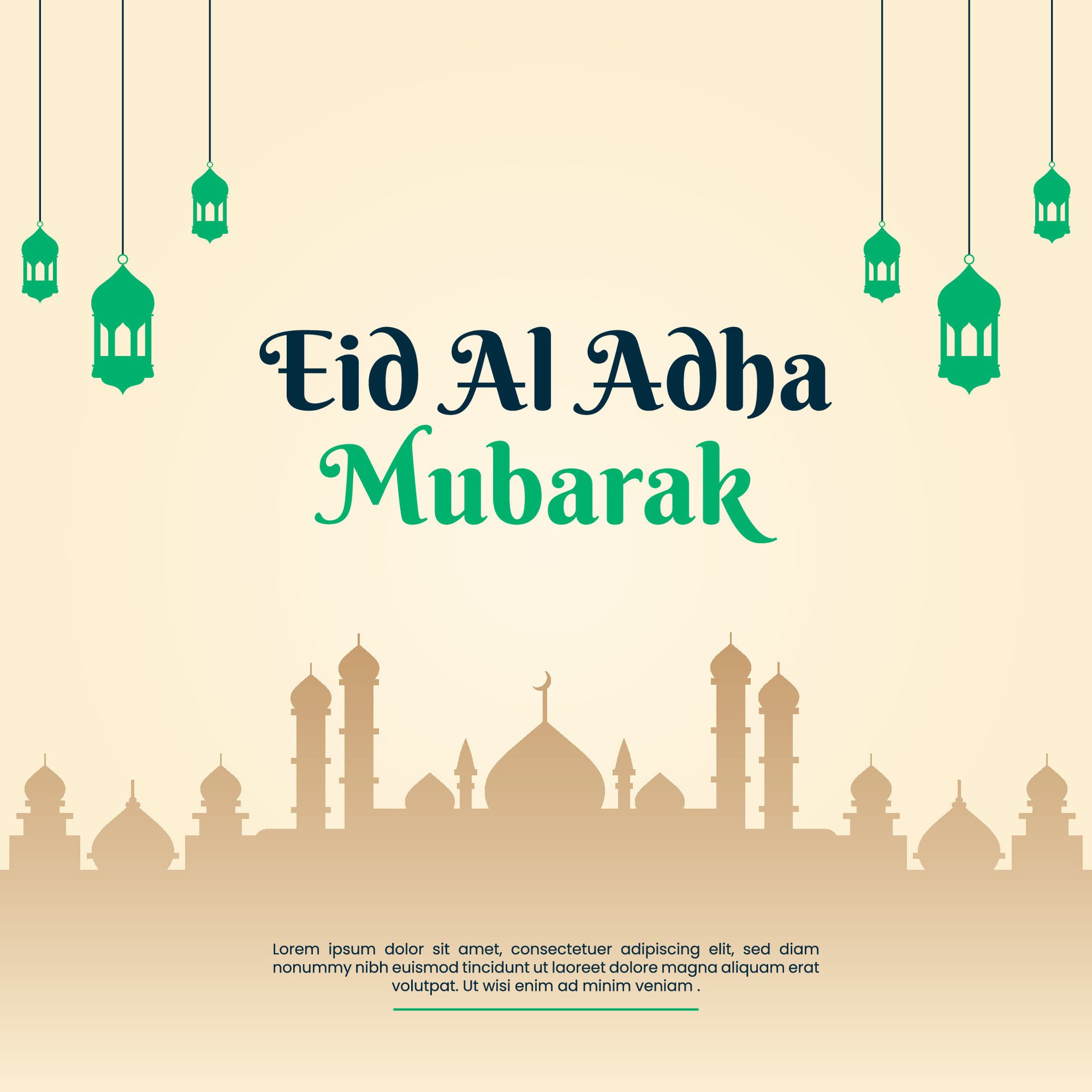 Eid al adha mubarak islamic festival social media banner template Free Vector