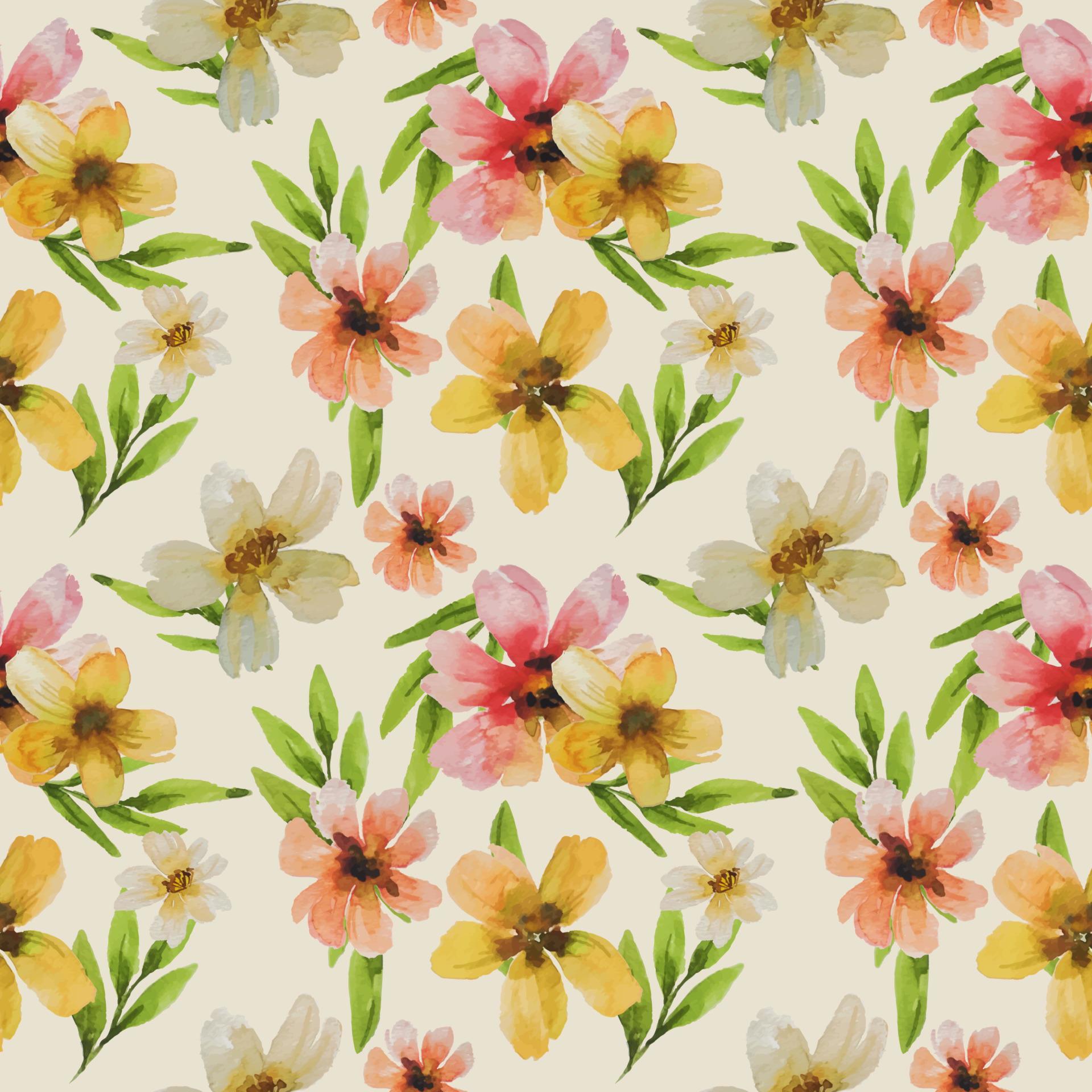 watercolor flower seamless pattern fabric Stock Free