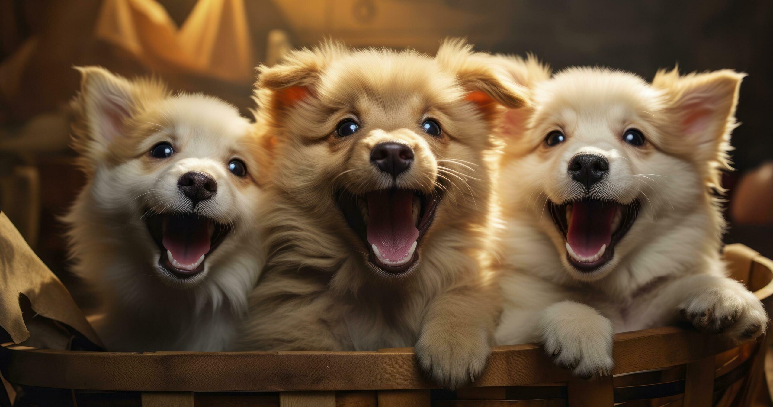 Puppy Playtime. Joyful Antics and Heartwarming Smiles Unleashed Free Photo