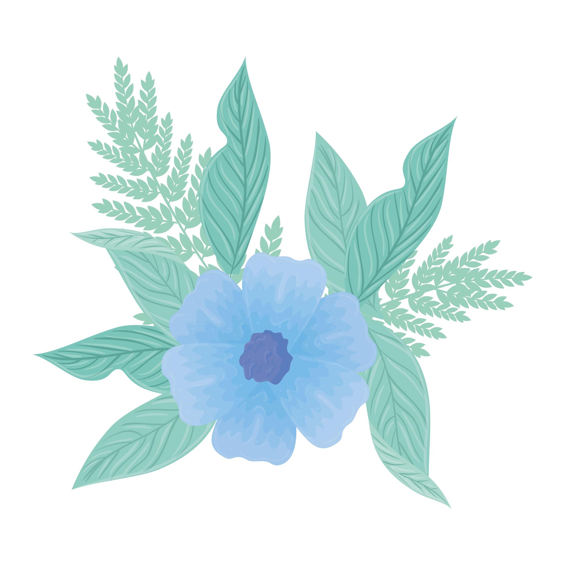 flowers blue color pastel with branches and leaves, nature concept Stock Free