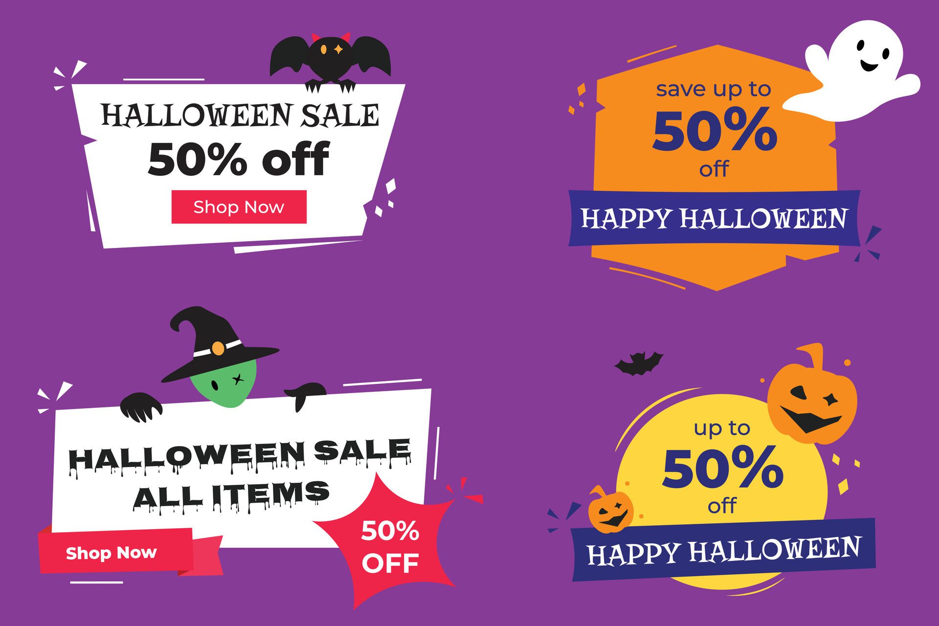 happy halloween sale modern banner promotional vector design Free Vector