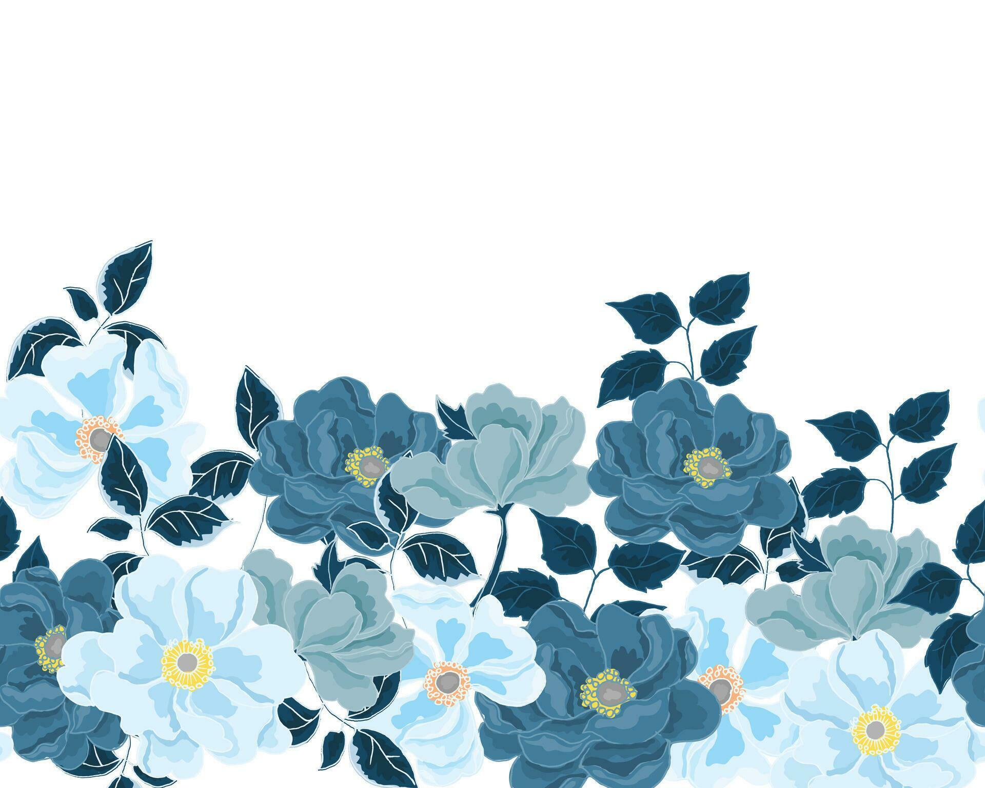 Hand Drawn Blue Anemone Flower Seamless Background Stock Free and Free SVG