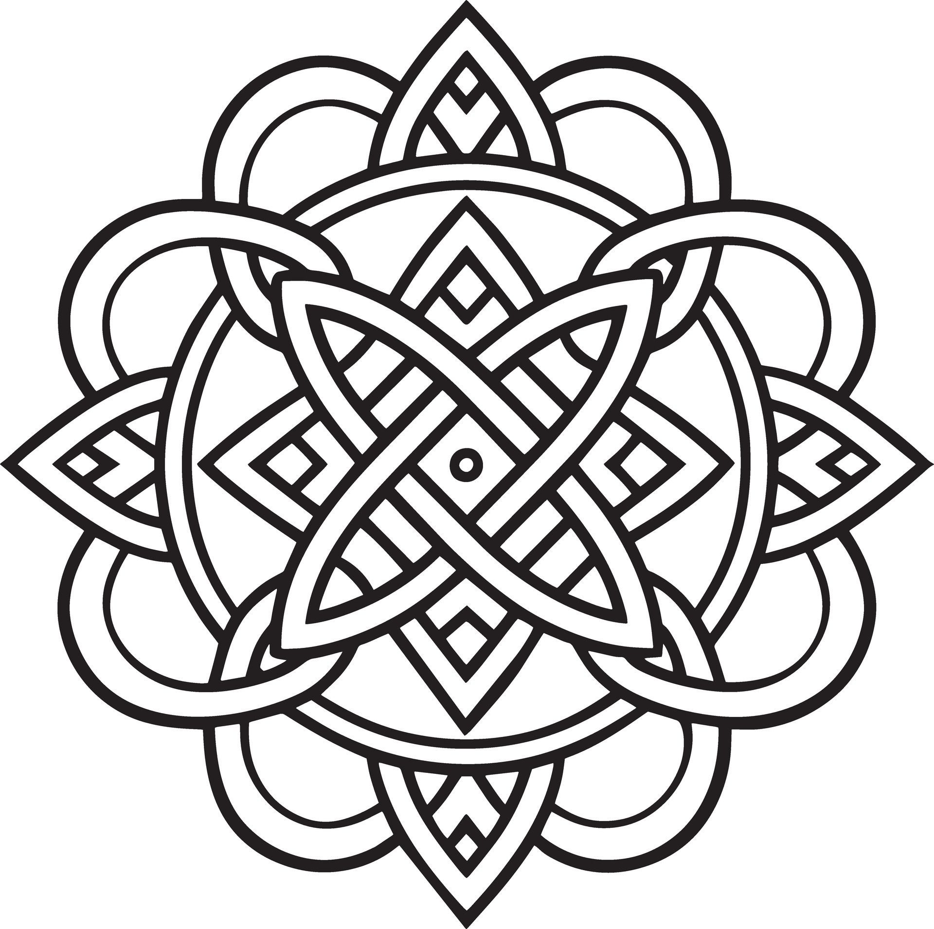 celtic knot pattern design illustration black and white Free Vector