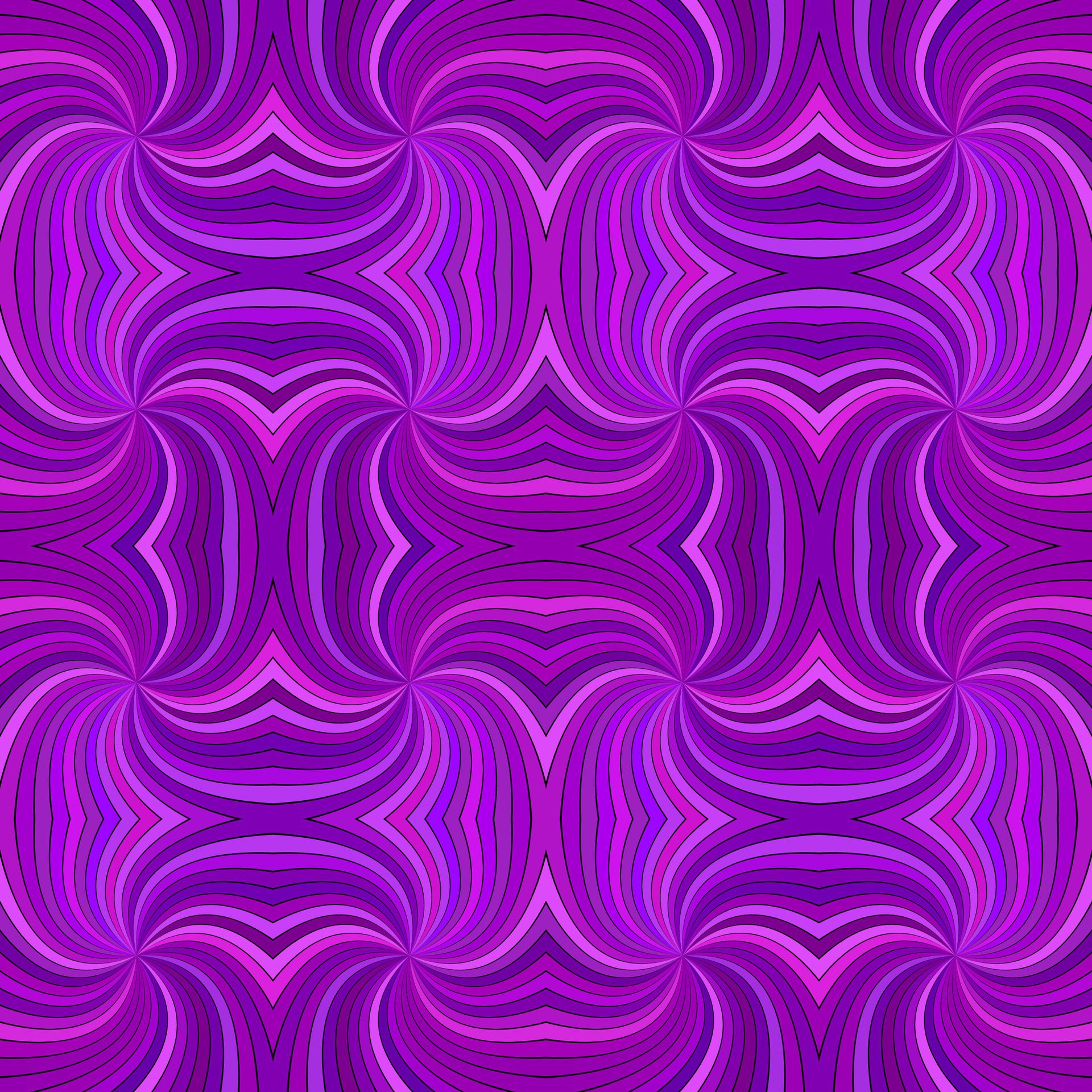 Purple psychedelic abstract seamless striped spiral pattern background design – vector illustration with curved rays Free Vector