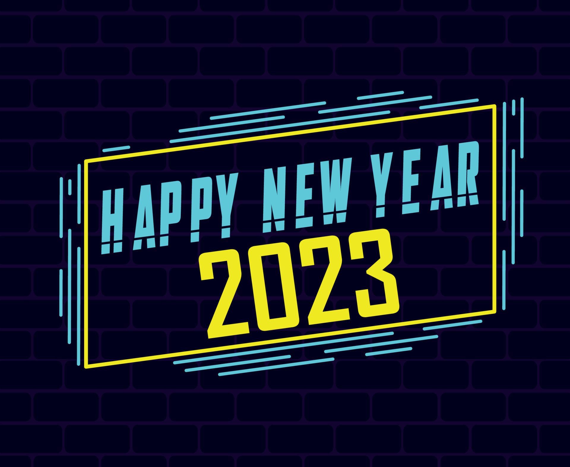 Happy New Year 2023 Holiday Abstract Vector Illustration Design Yellow And Cyan With Blue Background Free Vector