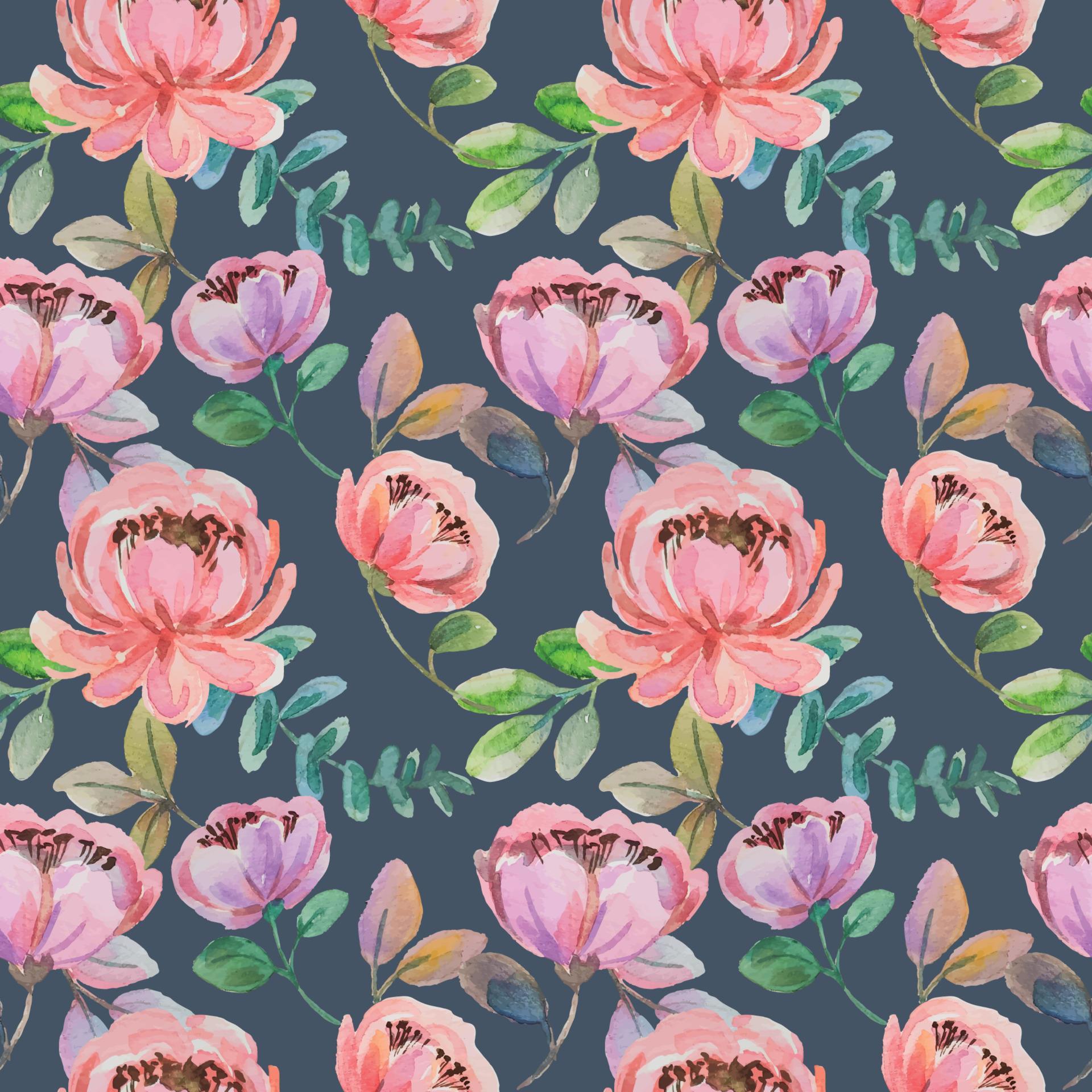 seamless pattern watercolor flower Stock Free