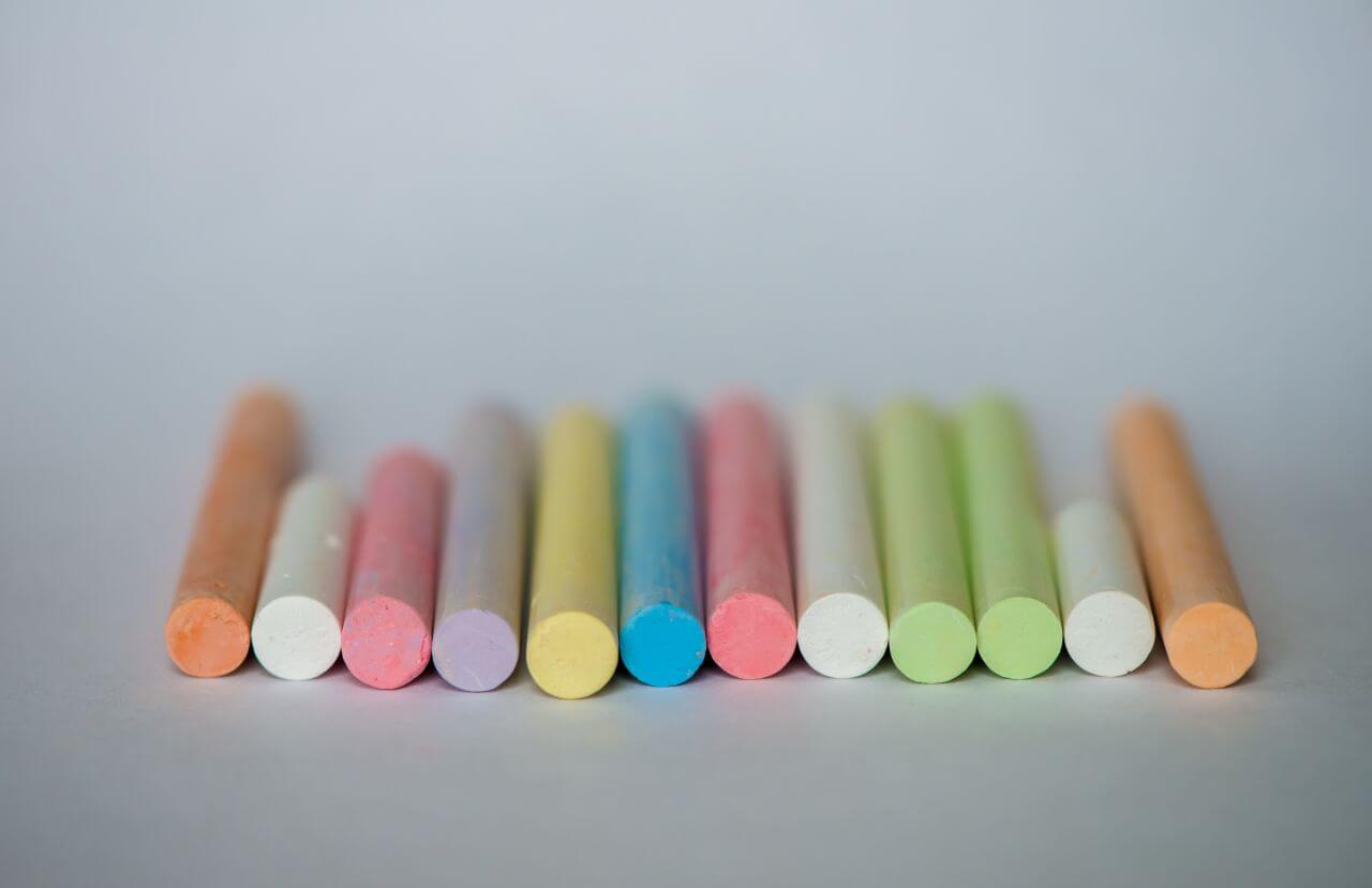 Colorful Chalk on White Background Stock Free