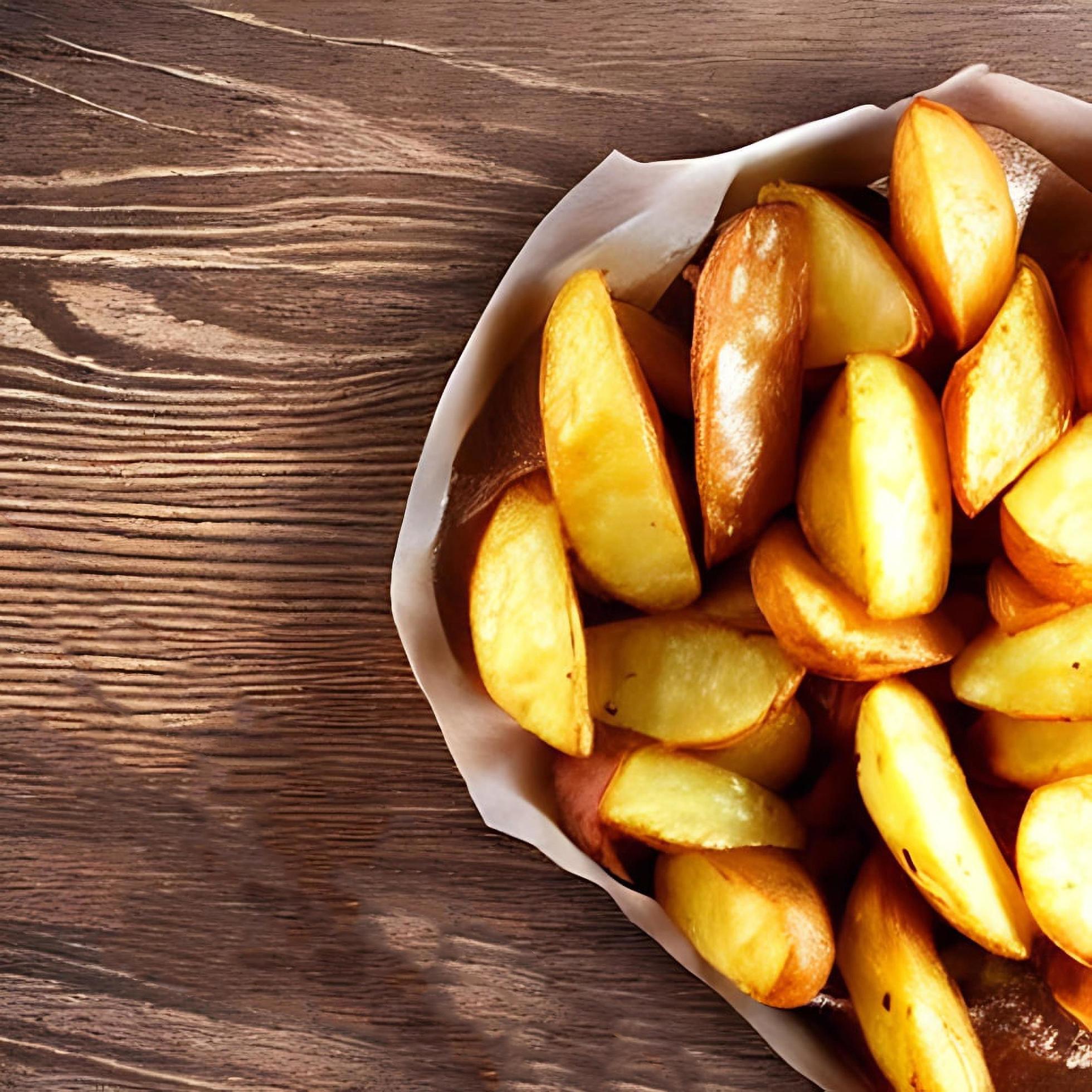 Delicious hot and crispy fried potatoes. Fast food and restaurant products. Stock Free