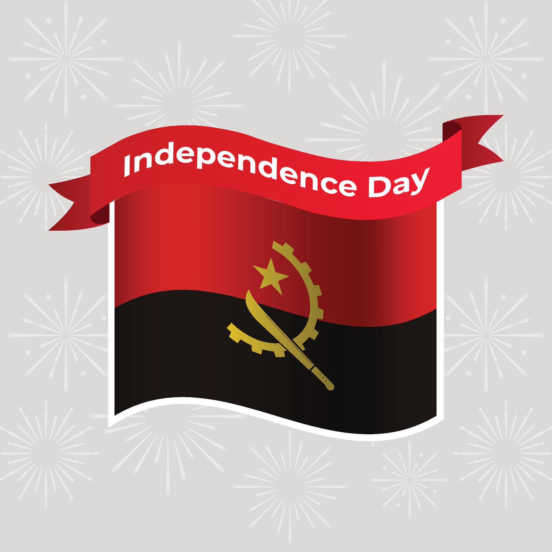 Angola Wavy Flag Independence Day Banner Background Free Vector