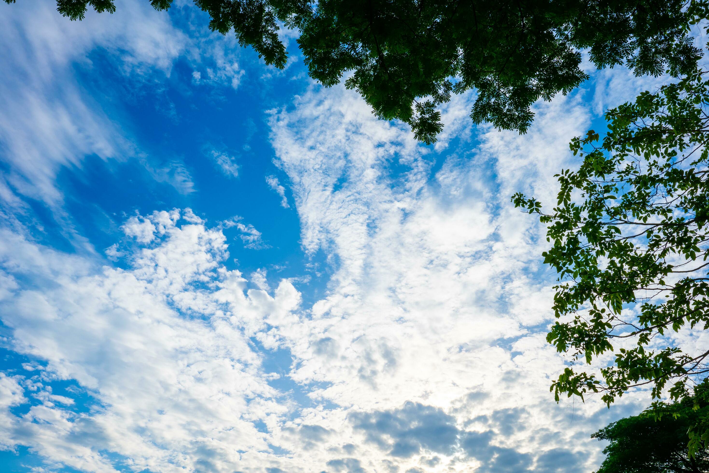 clouds and blue sunny sky, white clouds over blue sky, Aerial view, nature blue sky white cleat weather. Stock Free