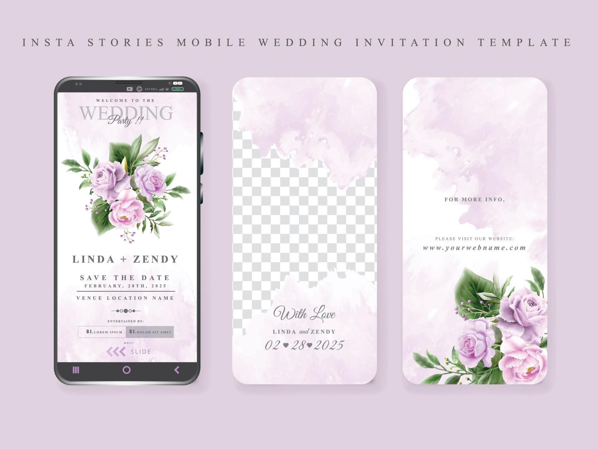 Elegant wedding invitation story mobile template Stock Free